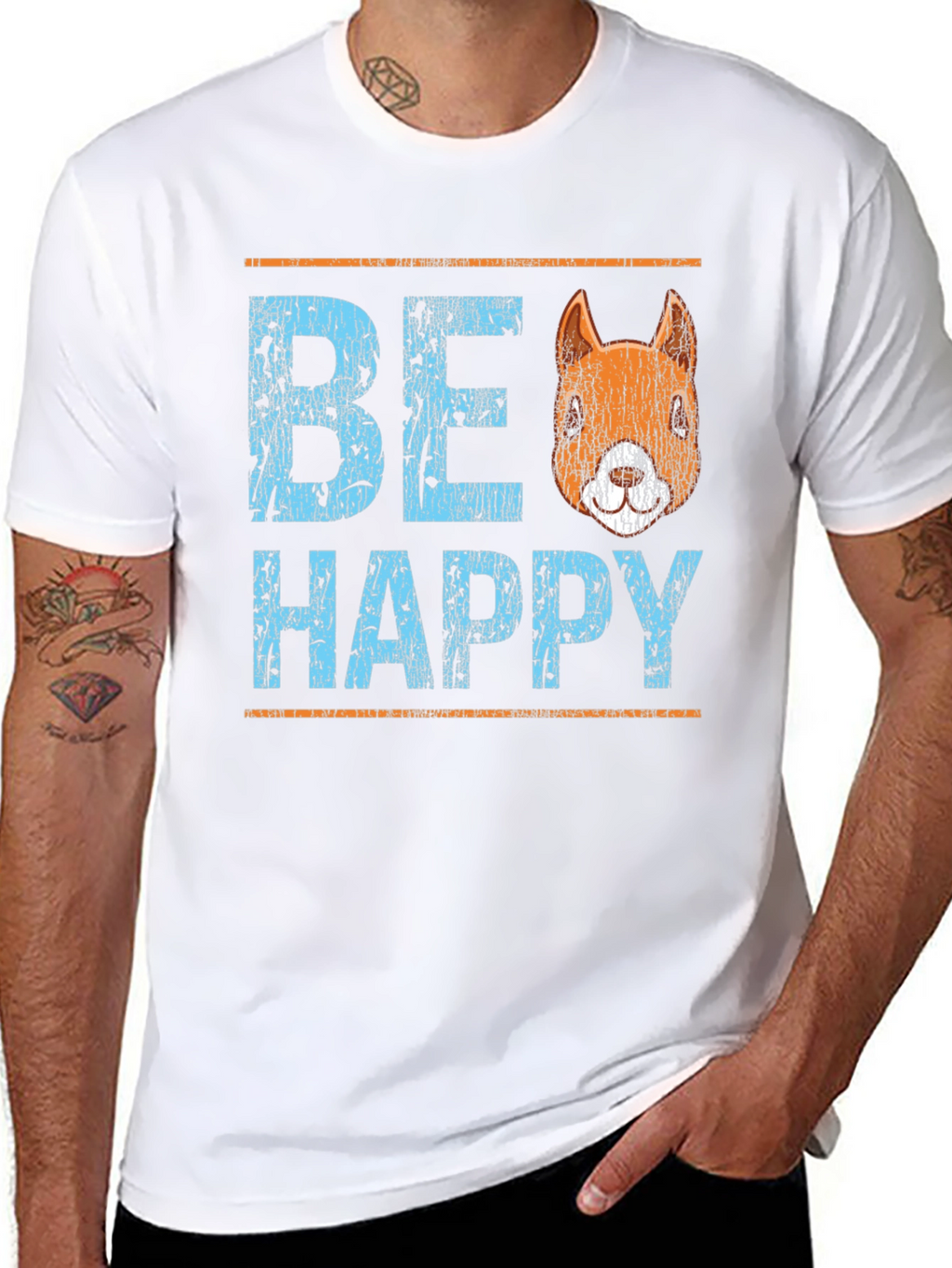 Be Happy Squirrel Graphic T-Shirt - Black