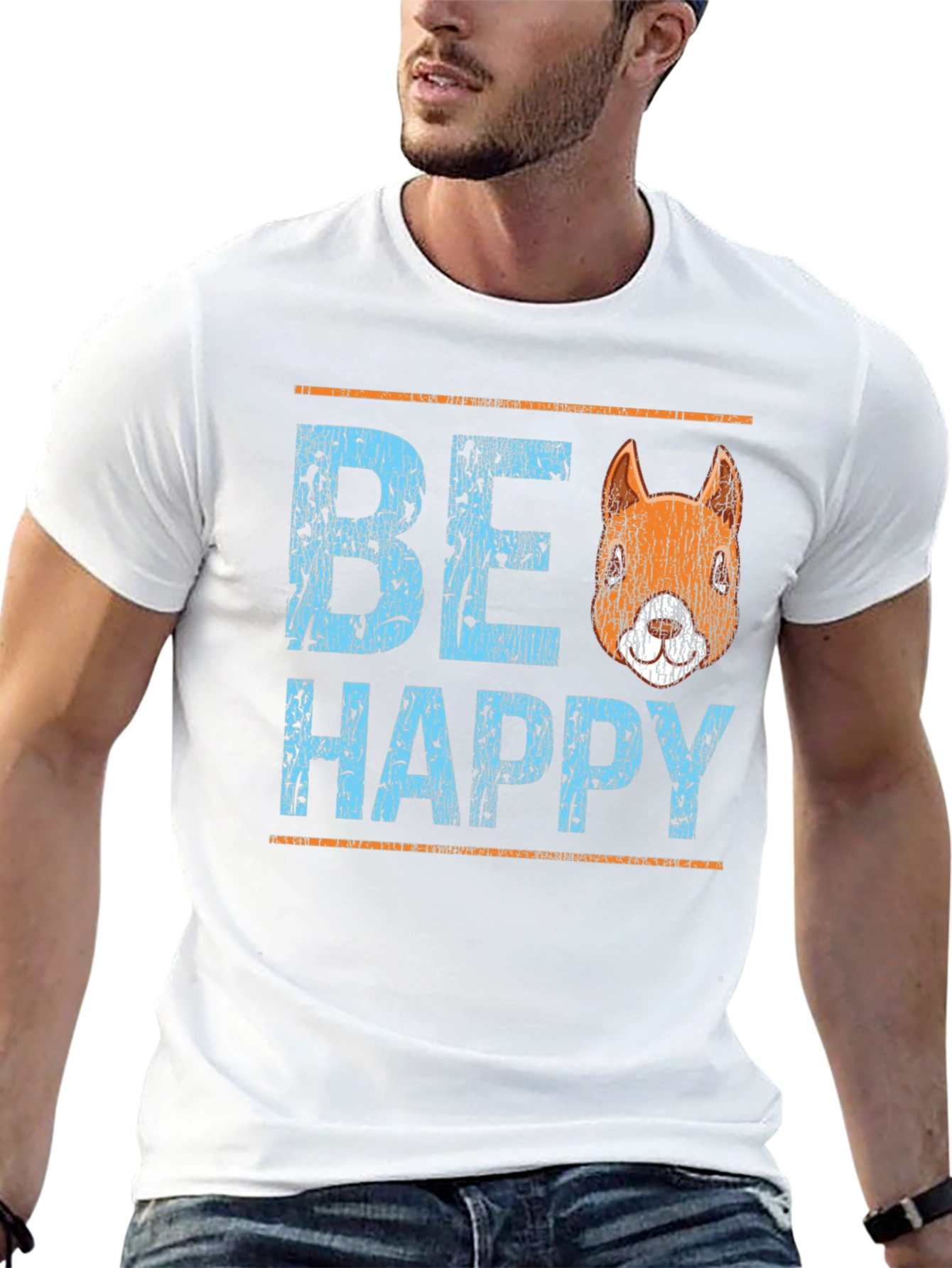 Be Happy Squirrel Graphic T-Shirt - Black