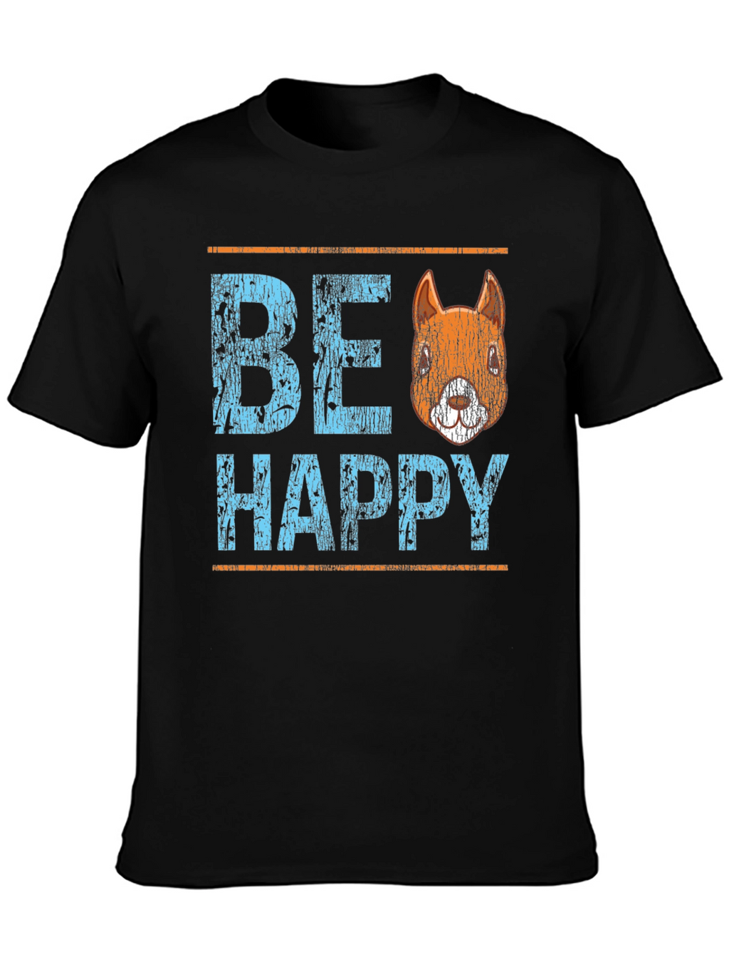 Be Happy Squirrel Graphic T-Shirt - Black