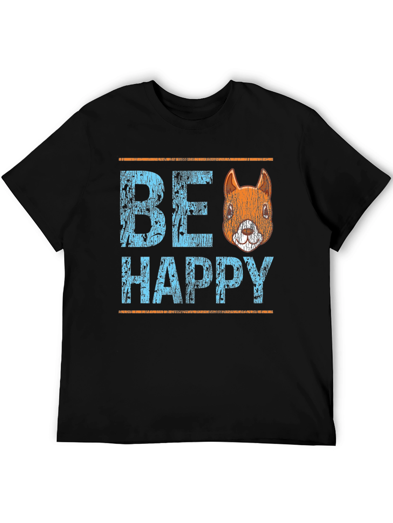 Be Happy Squirrel Graphic T-Shirt - Black