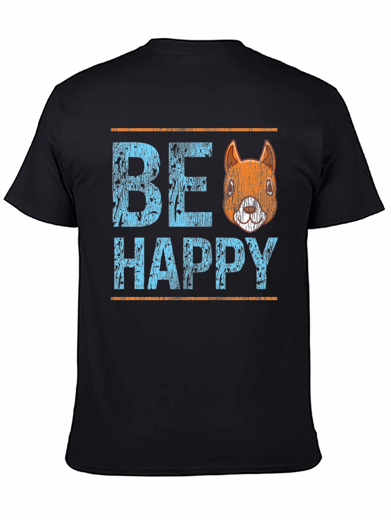 Be Happy Squirrel Graphic T-Shirt - Black