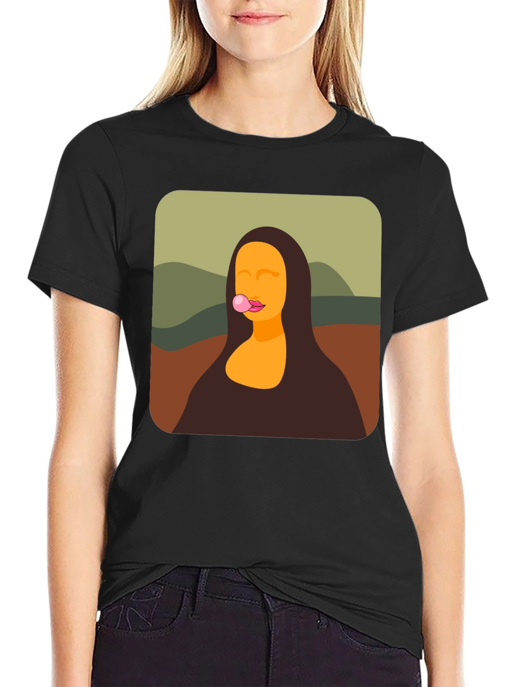 Mona Lisa Bubble Gum Black T-Shirt