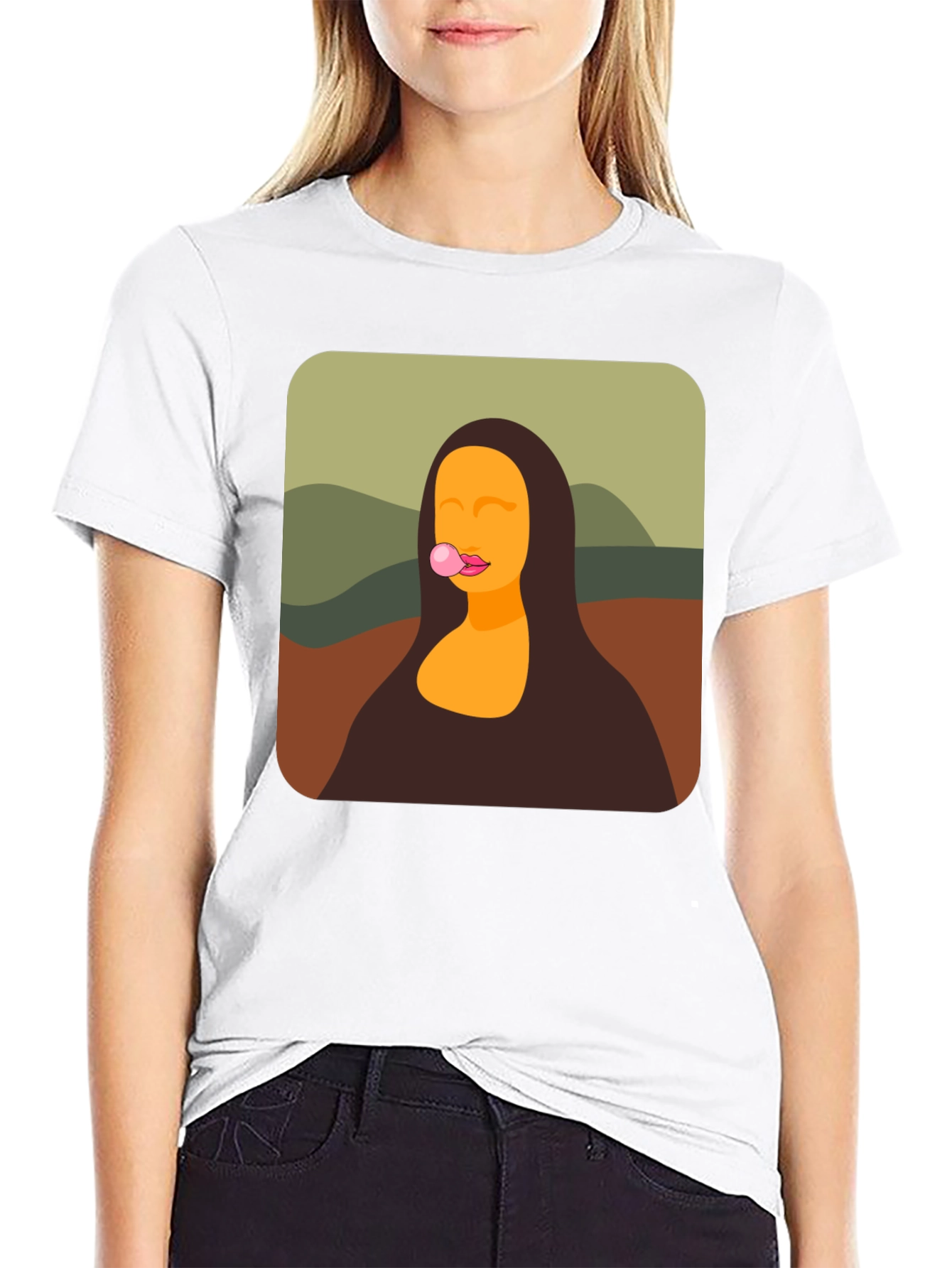 Mona Lisa Bubble Gum Black T-Shirt