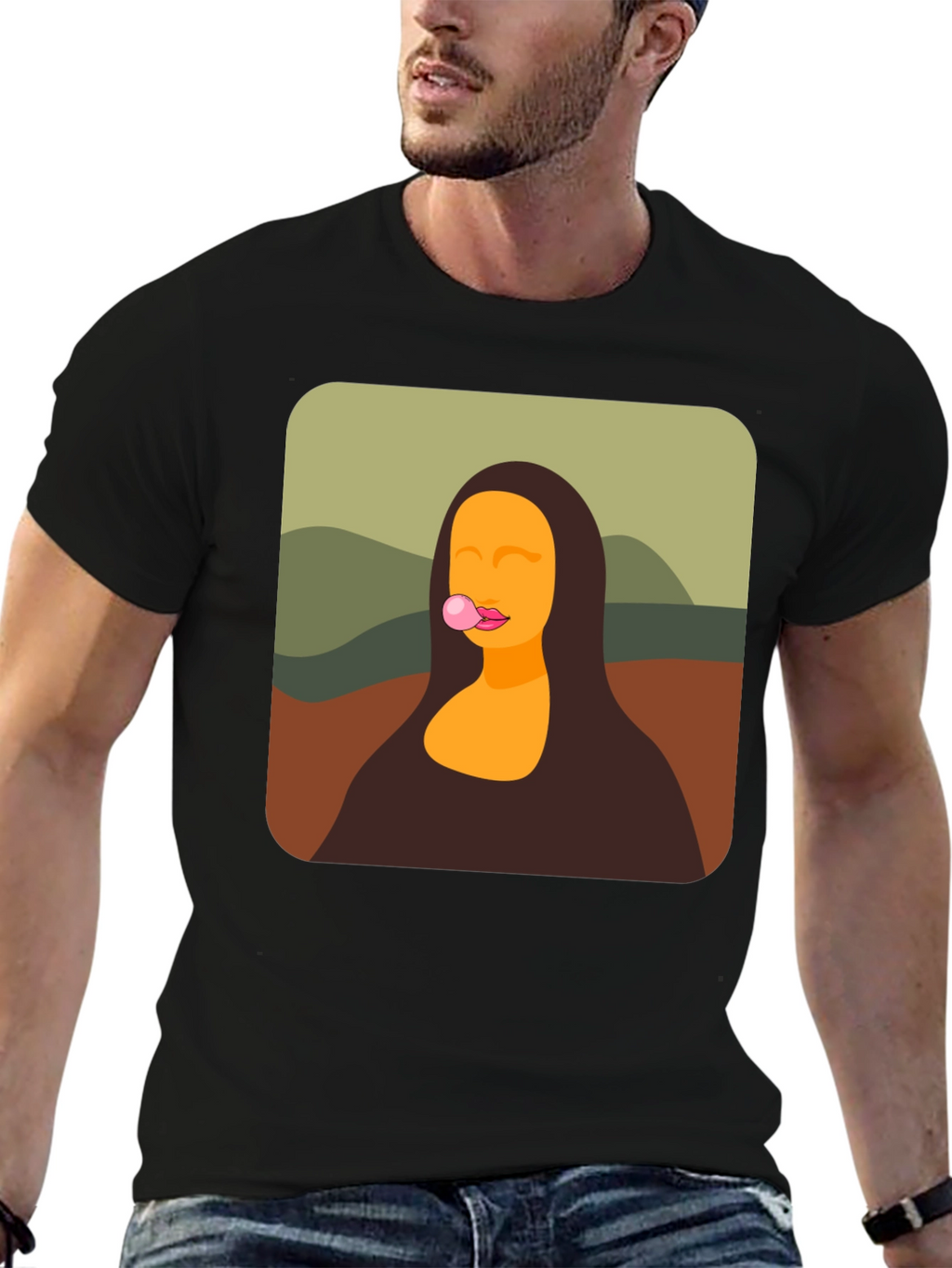Mona Lisa Bubble Gum Black T-Shirt