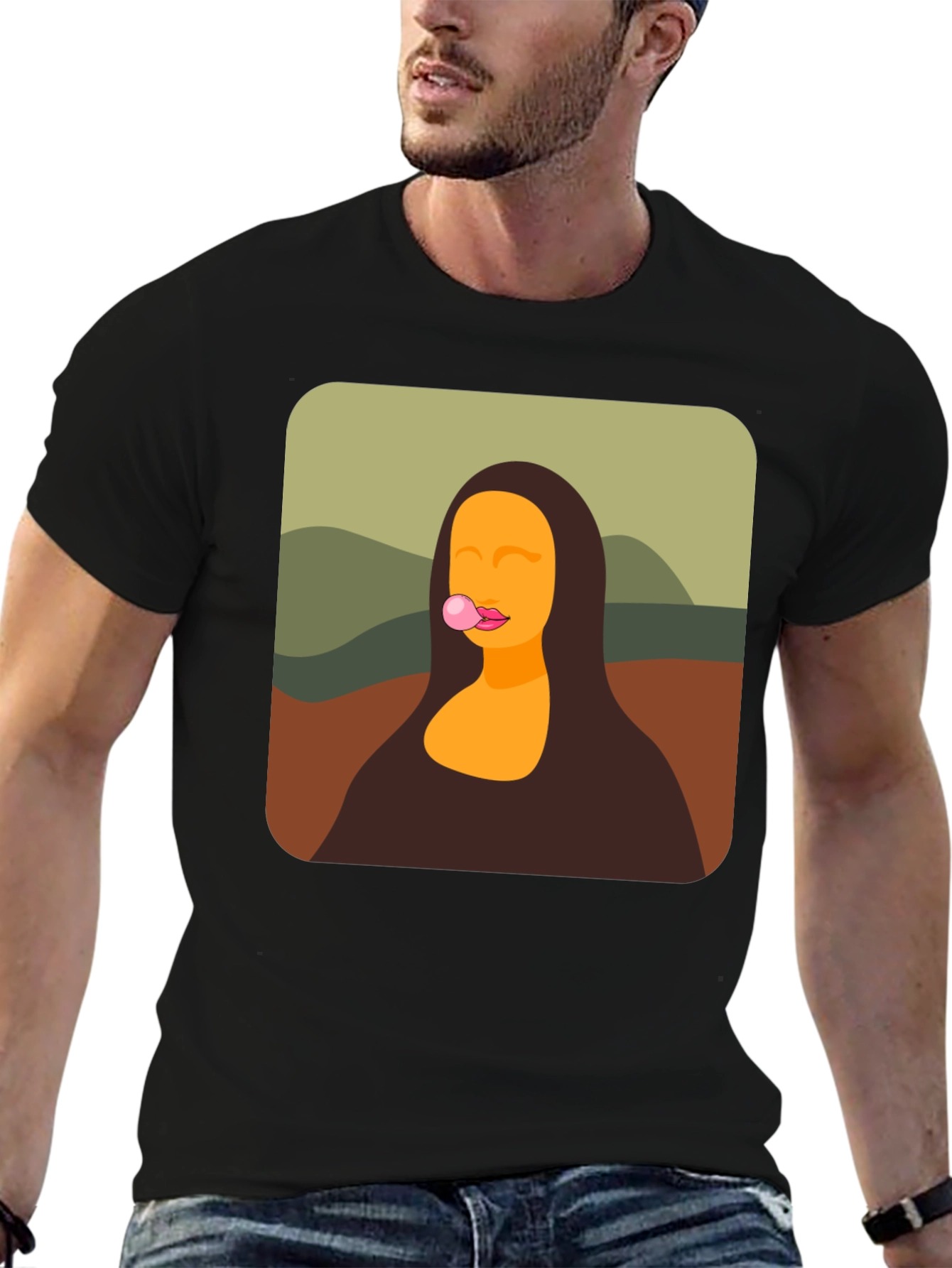 Mona Lisa Bubble Gum Black T-Shirt