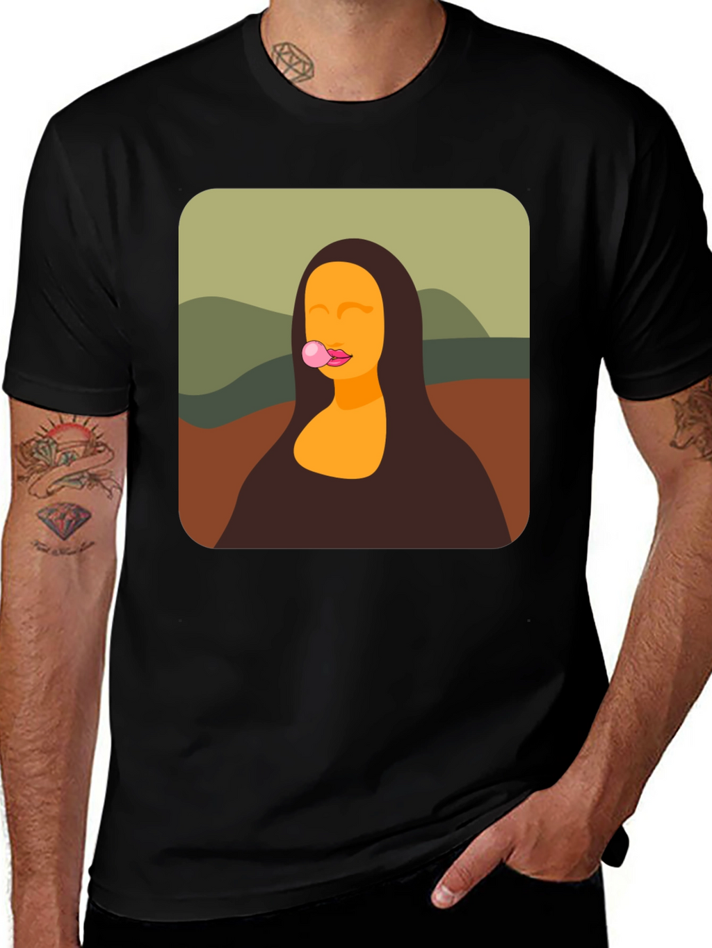 Mona Lisa Bubble Gum Black T-Shirt