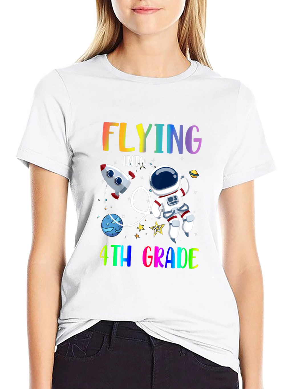 Flying Into 4th Grade T-Shirt Space Theme