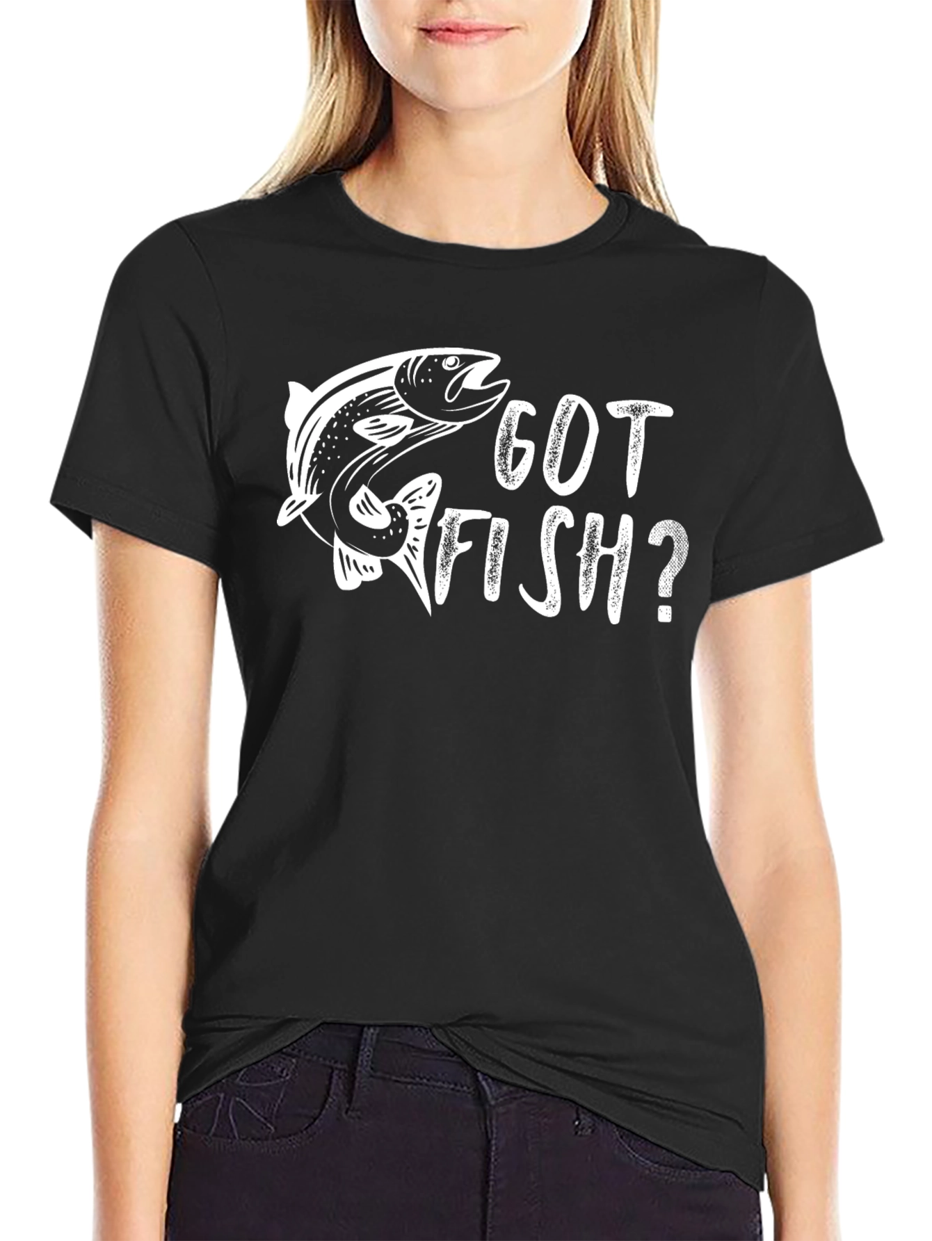 Got Fish? Black Cotton Graphic T-Shirt
