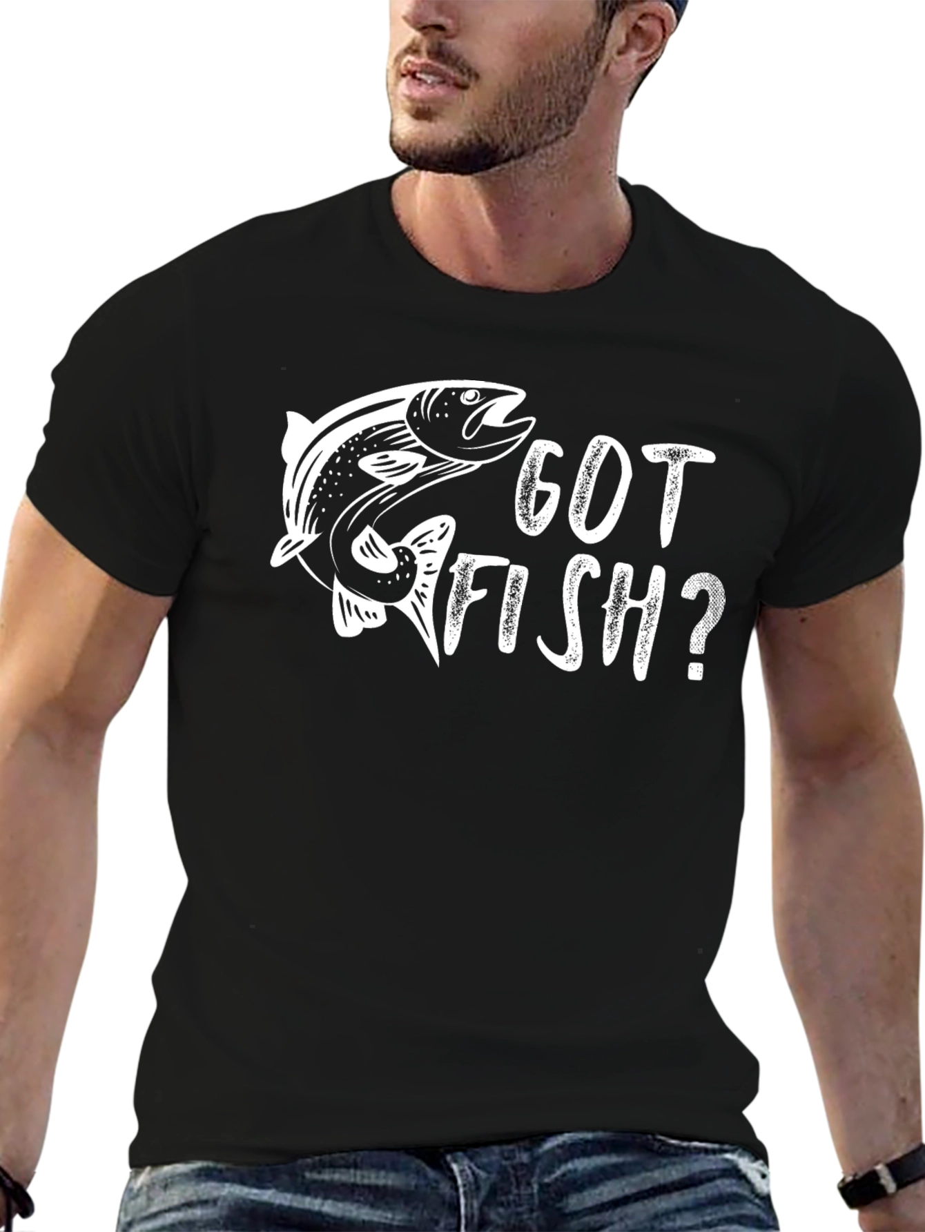 Got Fish? Black Cotton Graphic T-Shirt