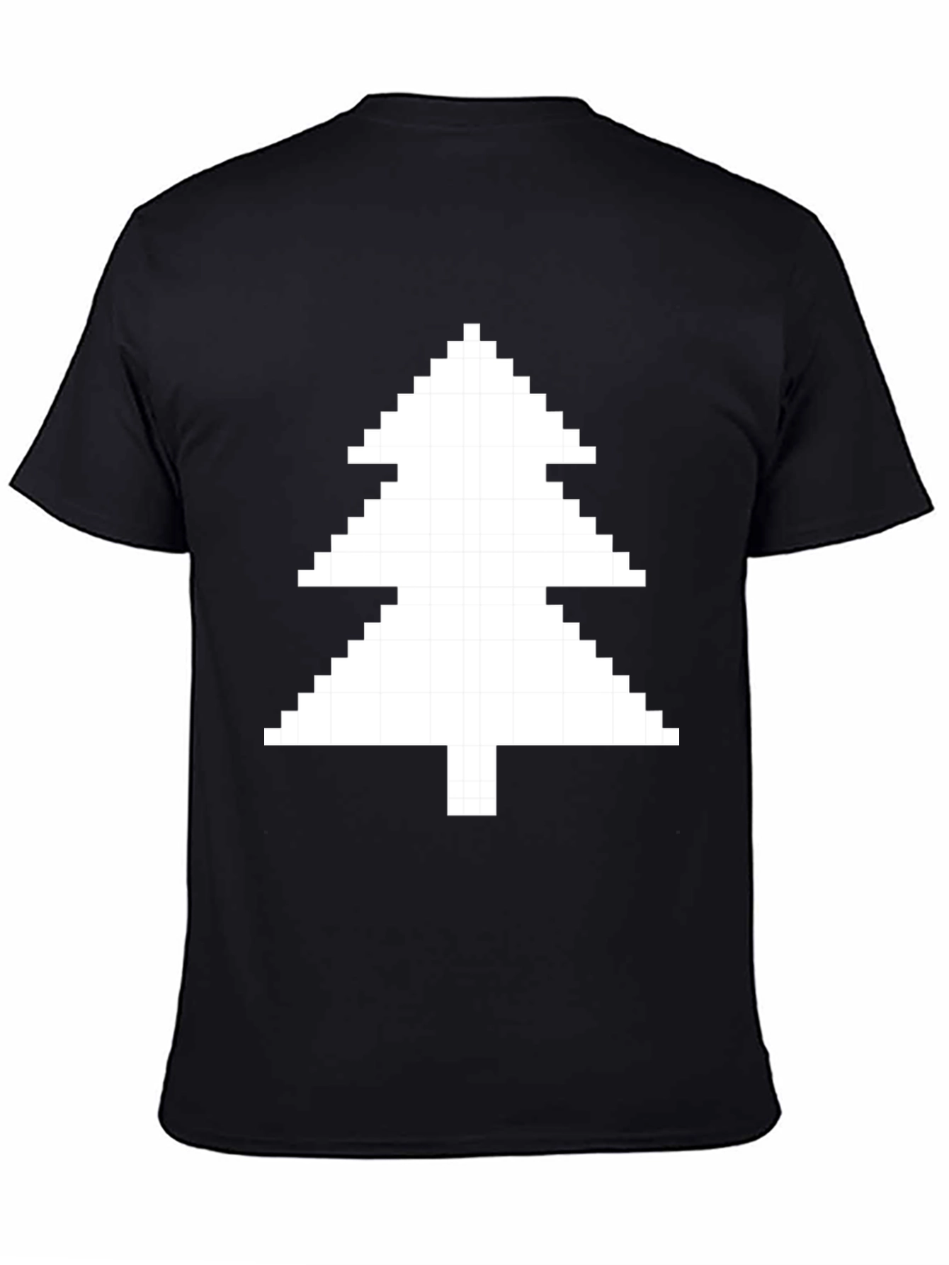 Pixelated Christmas Tree Black T-Shirt