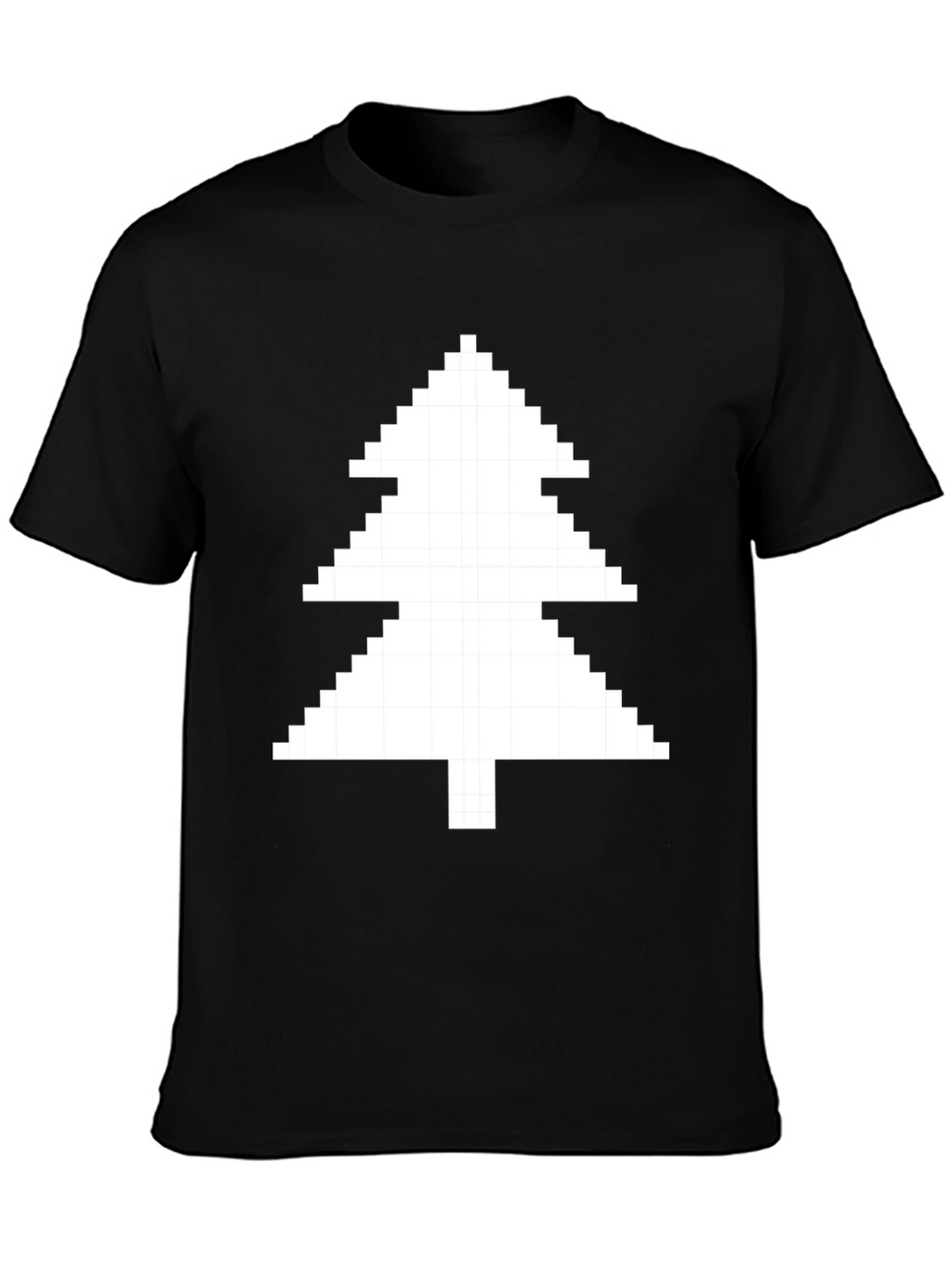 Pixelated Christmas Tree Black T-Shirt