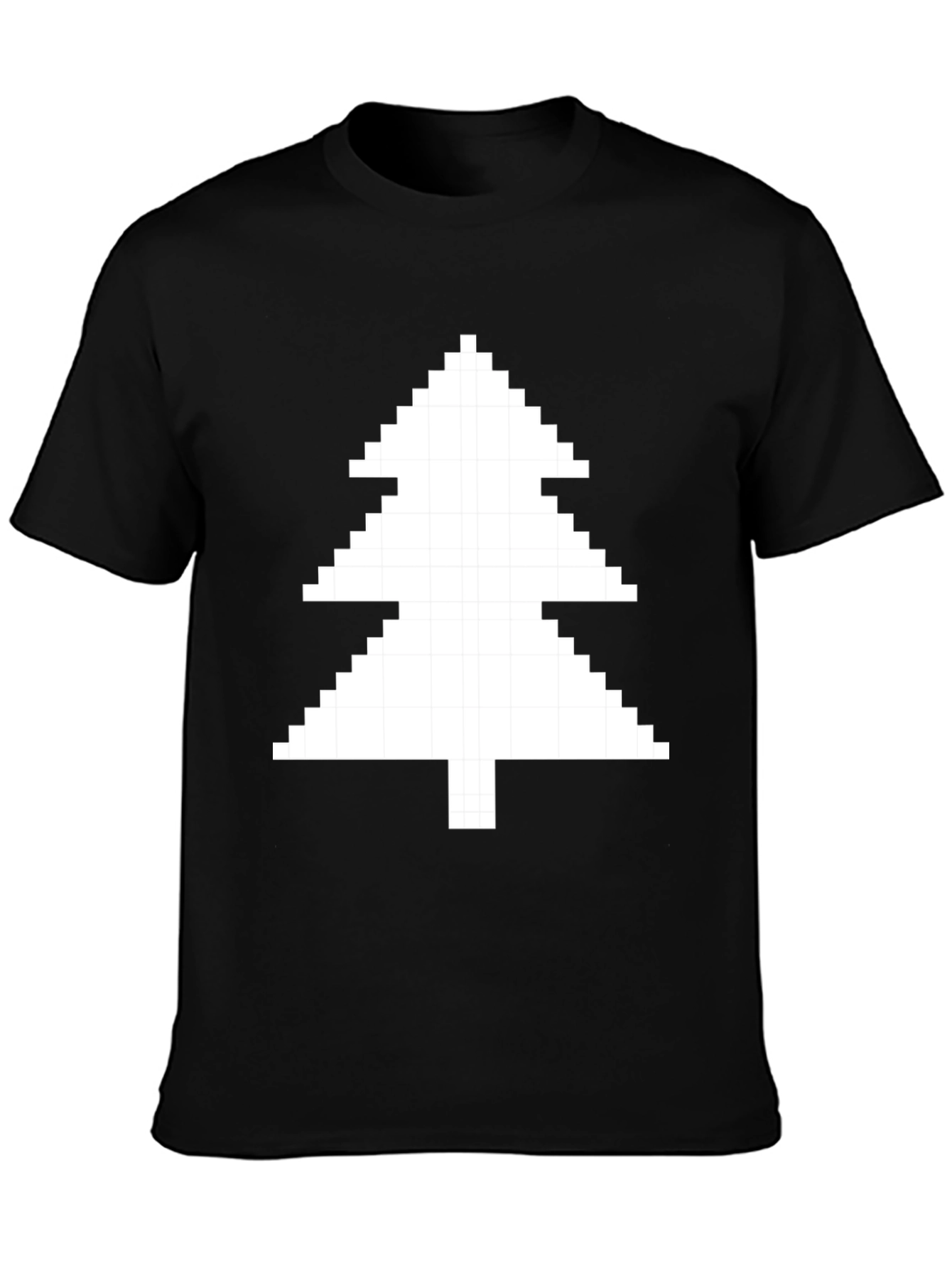 Pixelated Christmas Tree Black T-Shirt