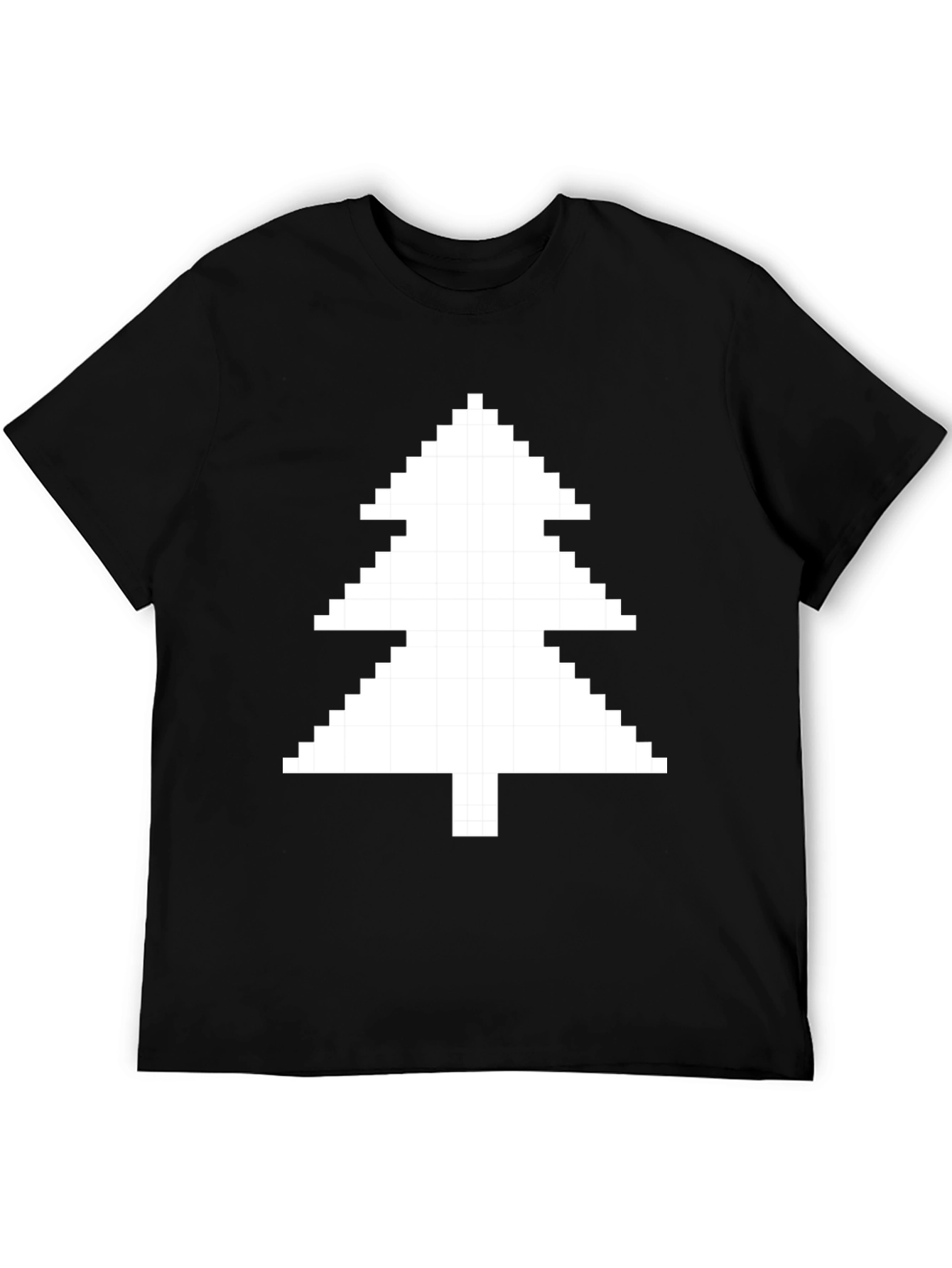 Pixelated Christmas Tree Black T-Shirt