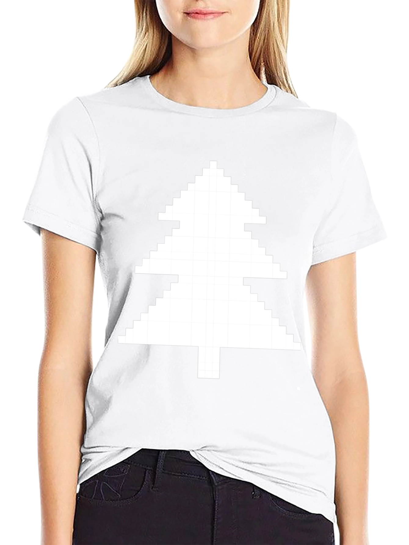 Pixelated Christmas Tree Black T-Shirt