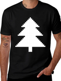 Pixelated Christmas Tree Black T-Shirt