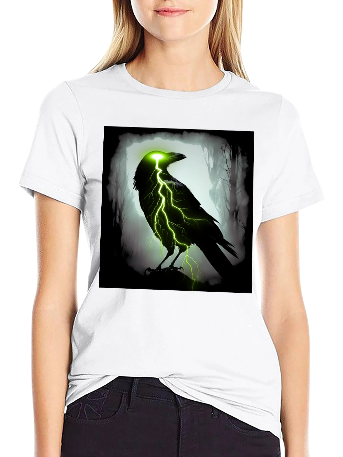 Electric Raven Graphic T-Shirt - Dark & Edgy Design
