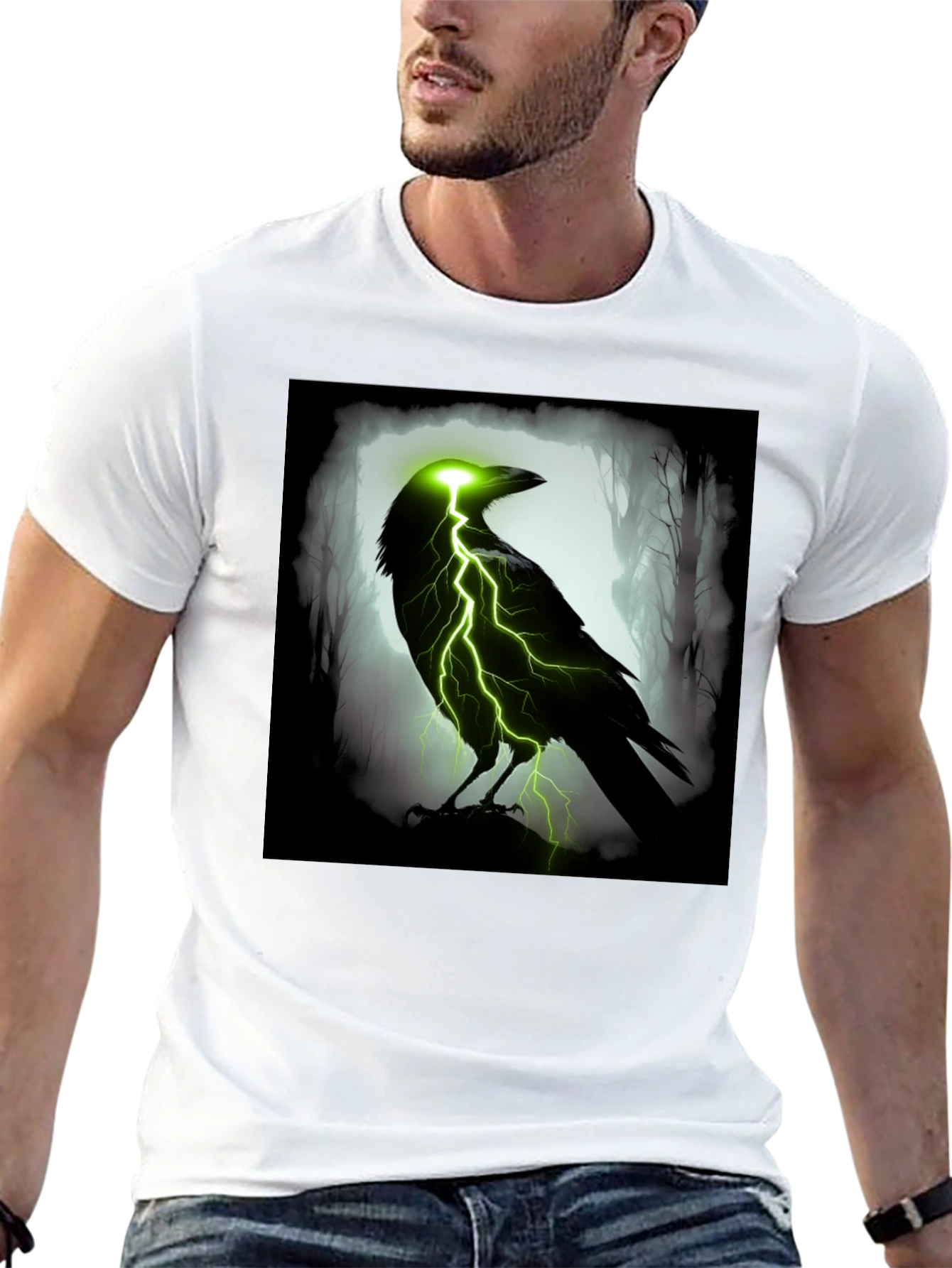 Electric Raven Graphic T-Shirt - Dark & Edgy Design