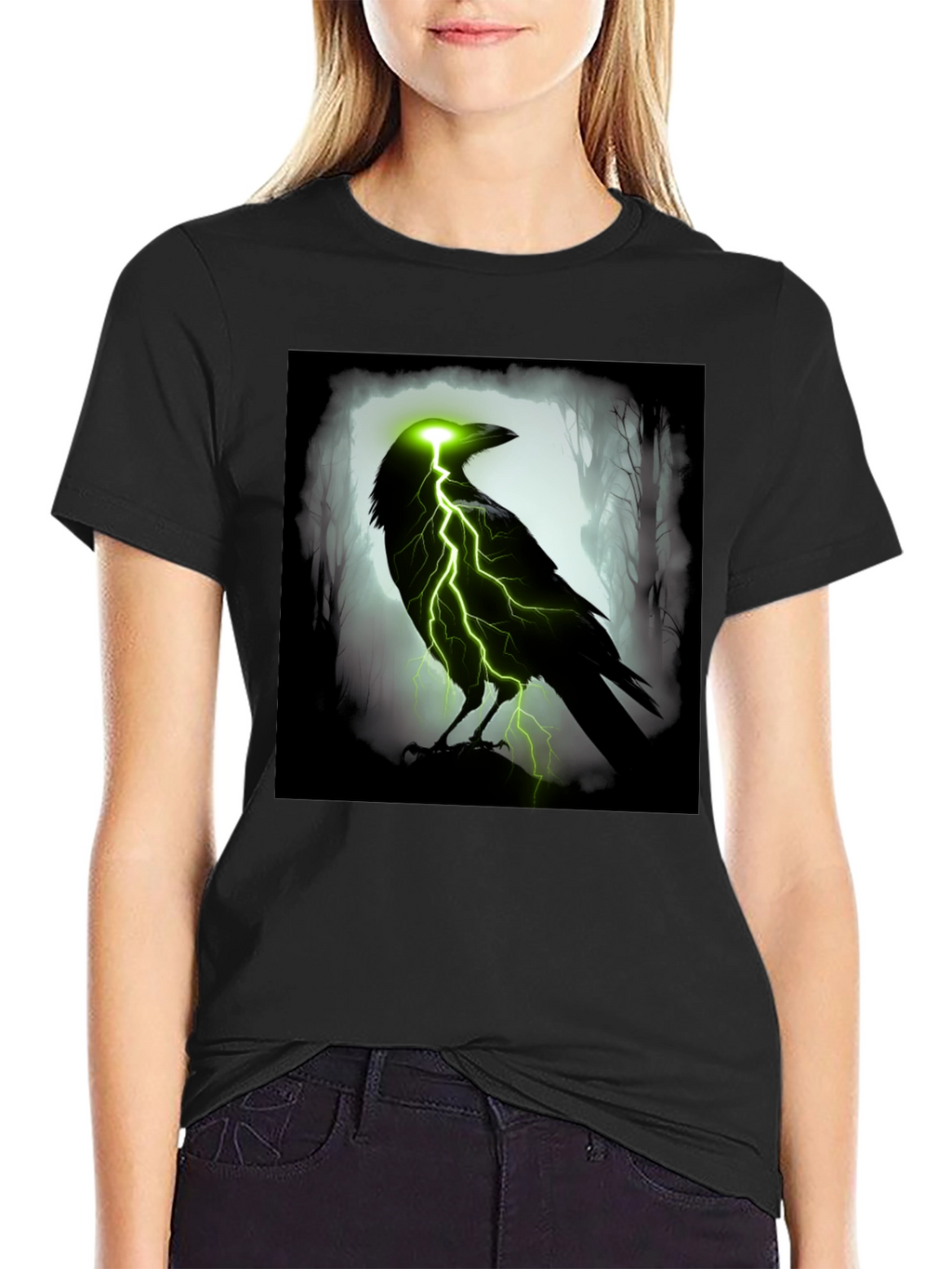 Electric Raven Graphic T-Shirt - Dark & Edgy Design
