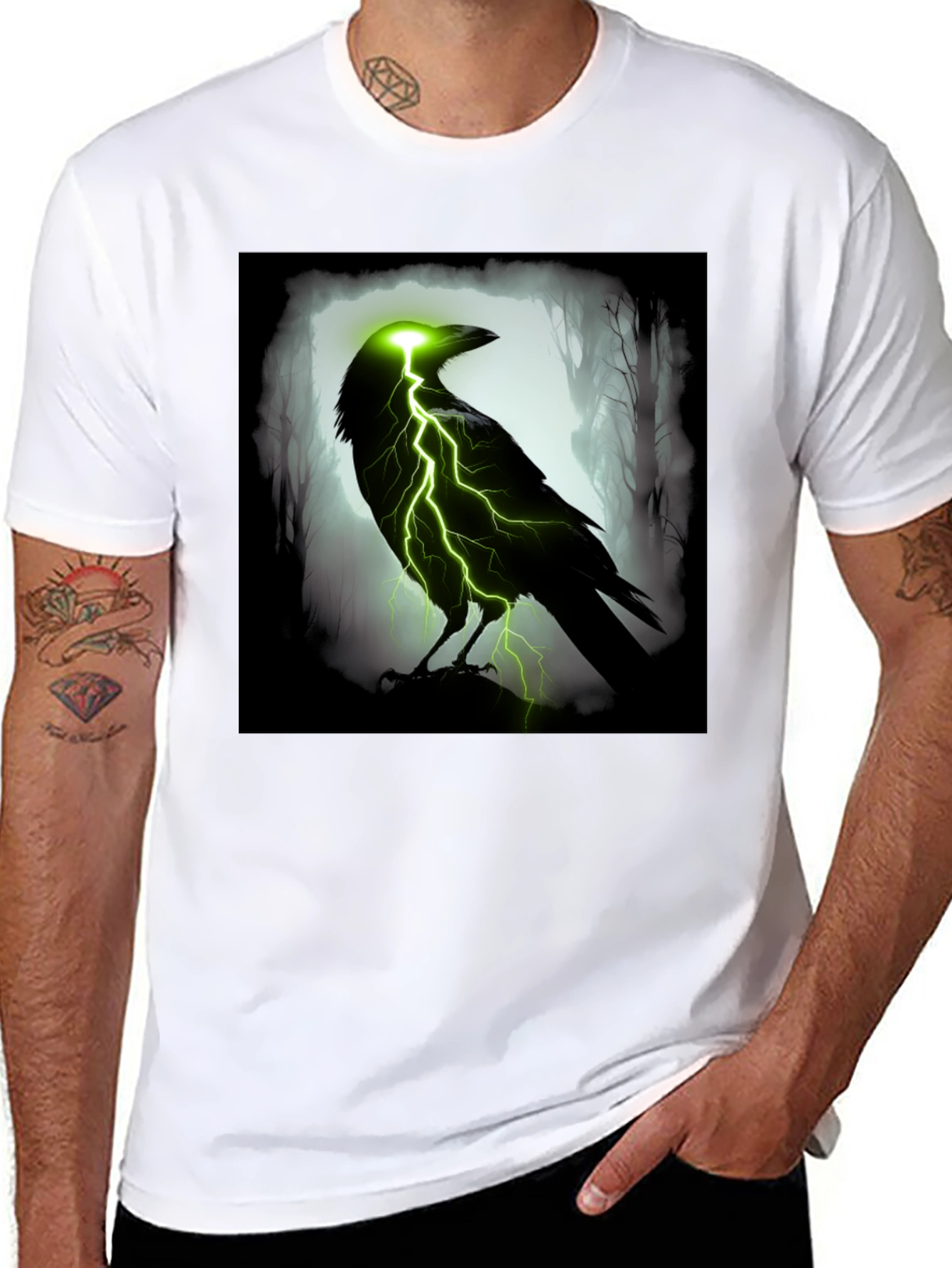 Electric Raven Graphic T-Shirt - Dark & Edgy Design