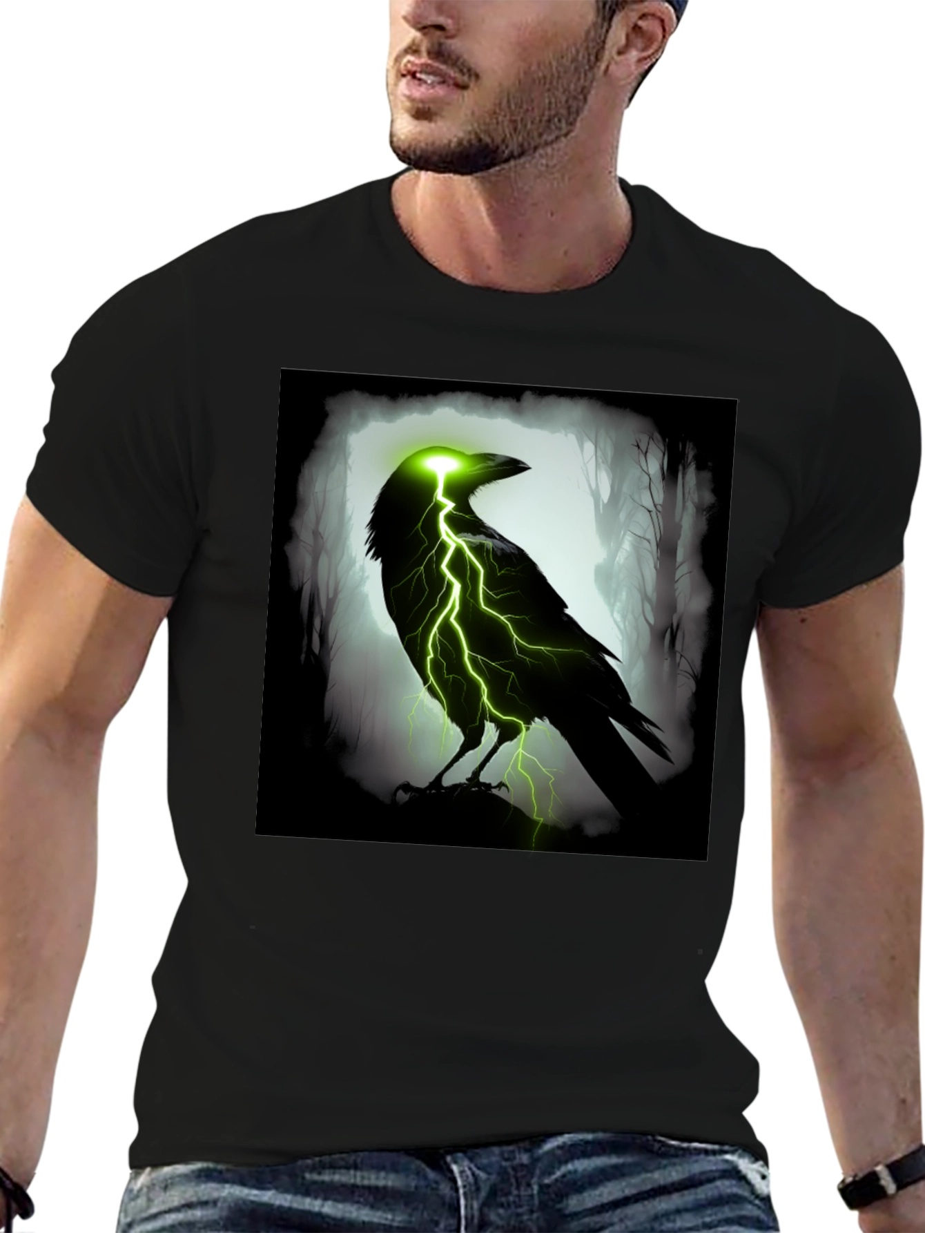 Electric Raven Graphic T-Shirt - Dark & Edgy Design