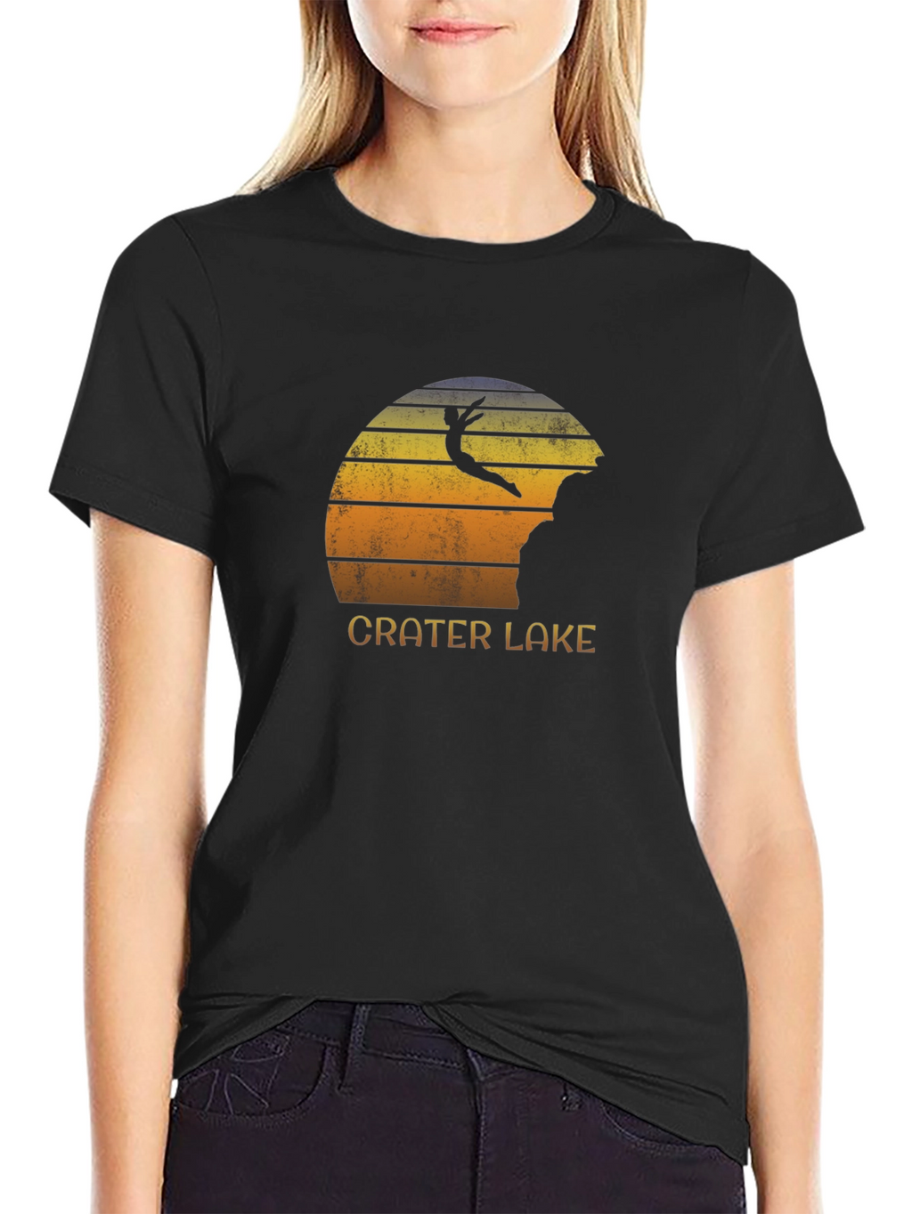 Crater Lake Jumper Black Graphic Tee