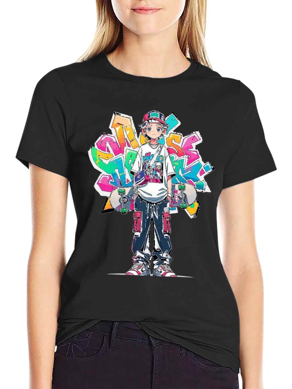 Anime Graffiti Skater Graphic Tee