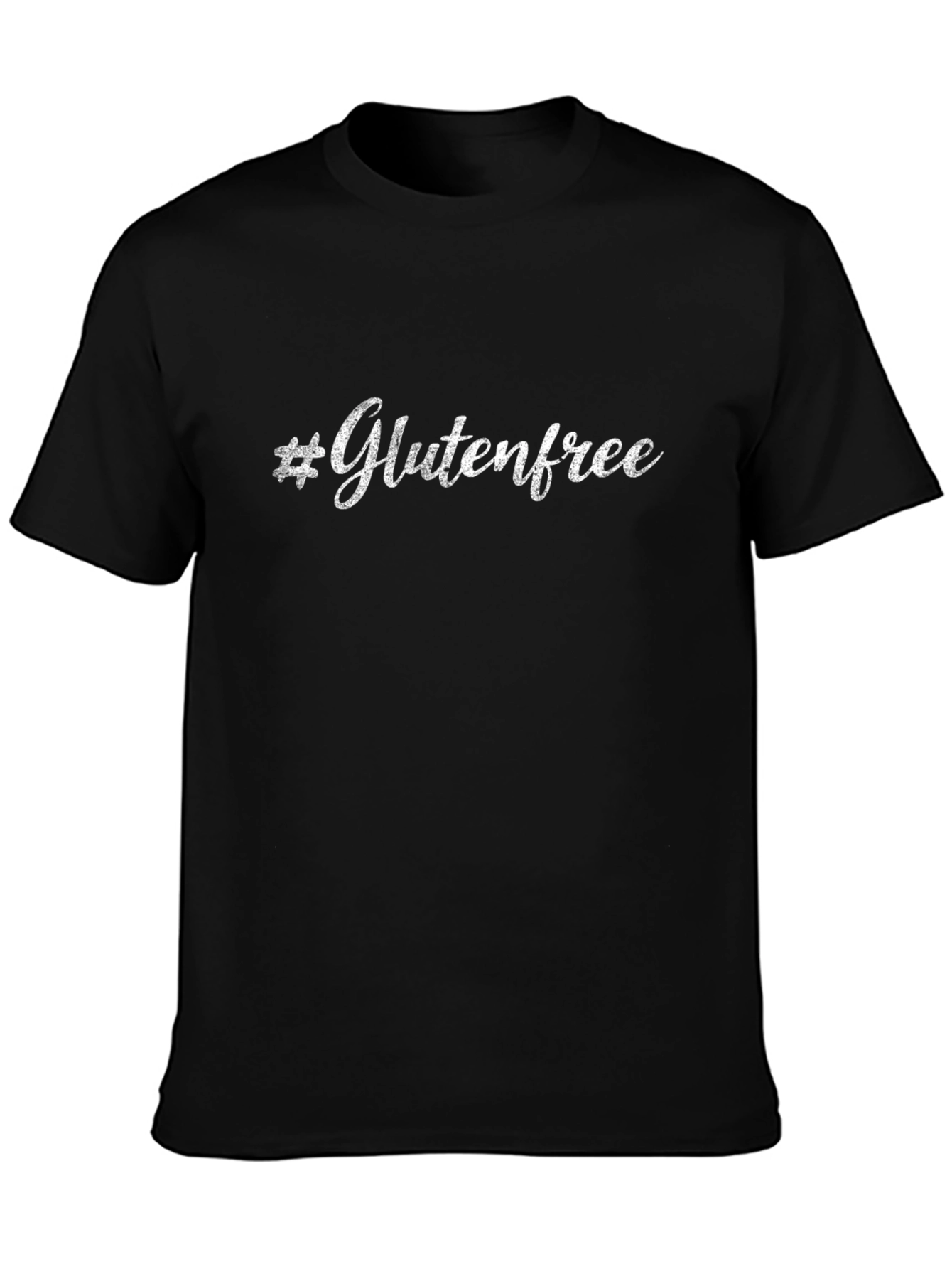 #Glutenfree Black Crew Neck T-shirt for Men
