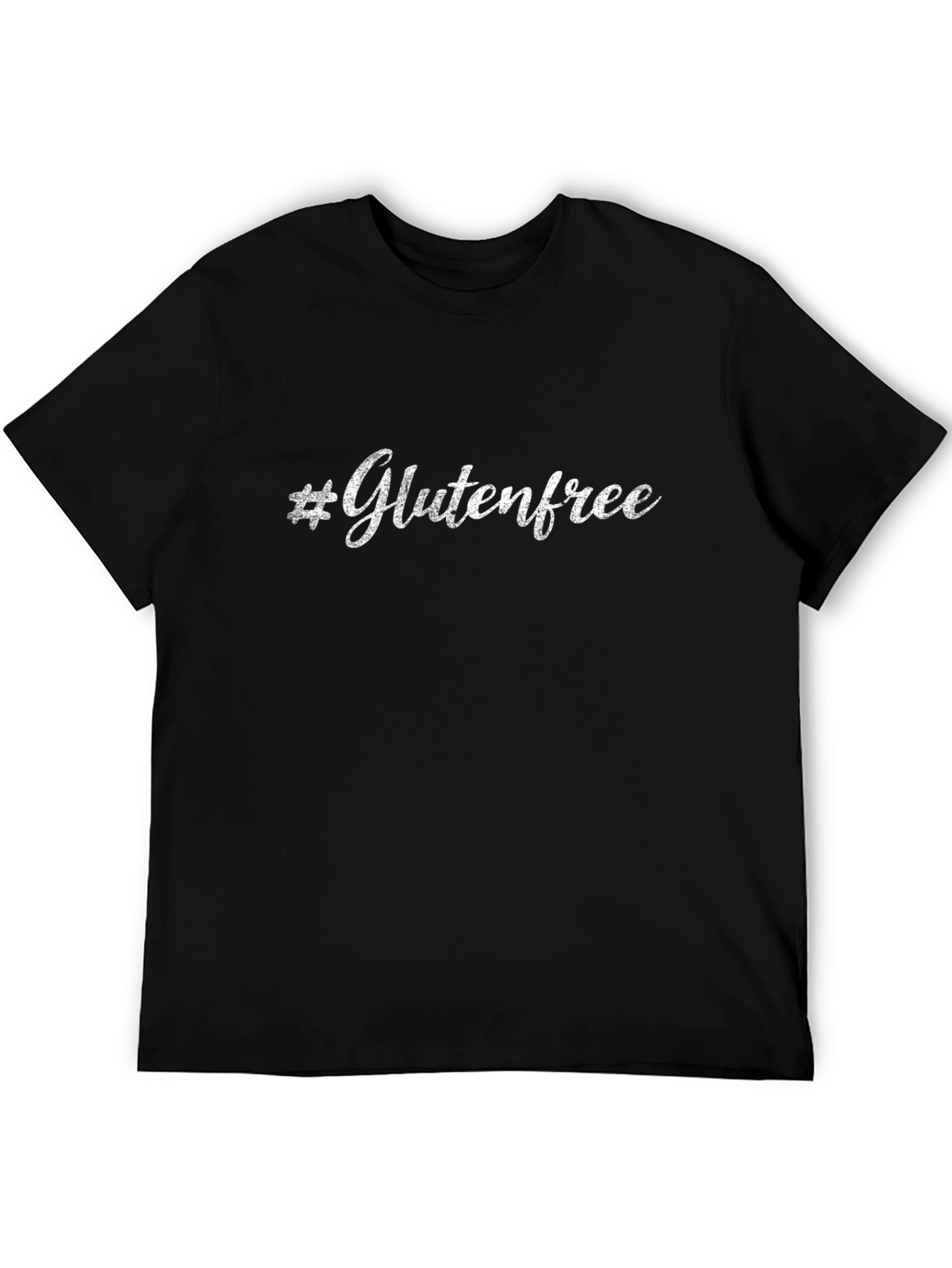 #Glutenfree Black Crew Neck T-shirt for Men