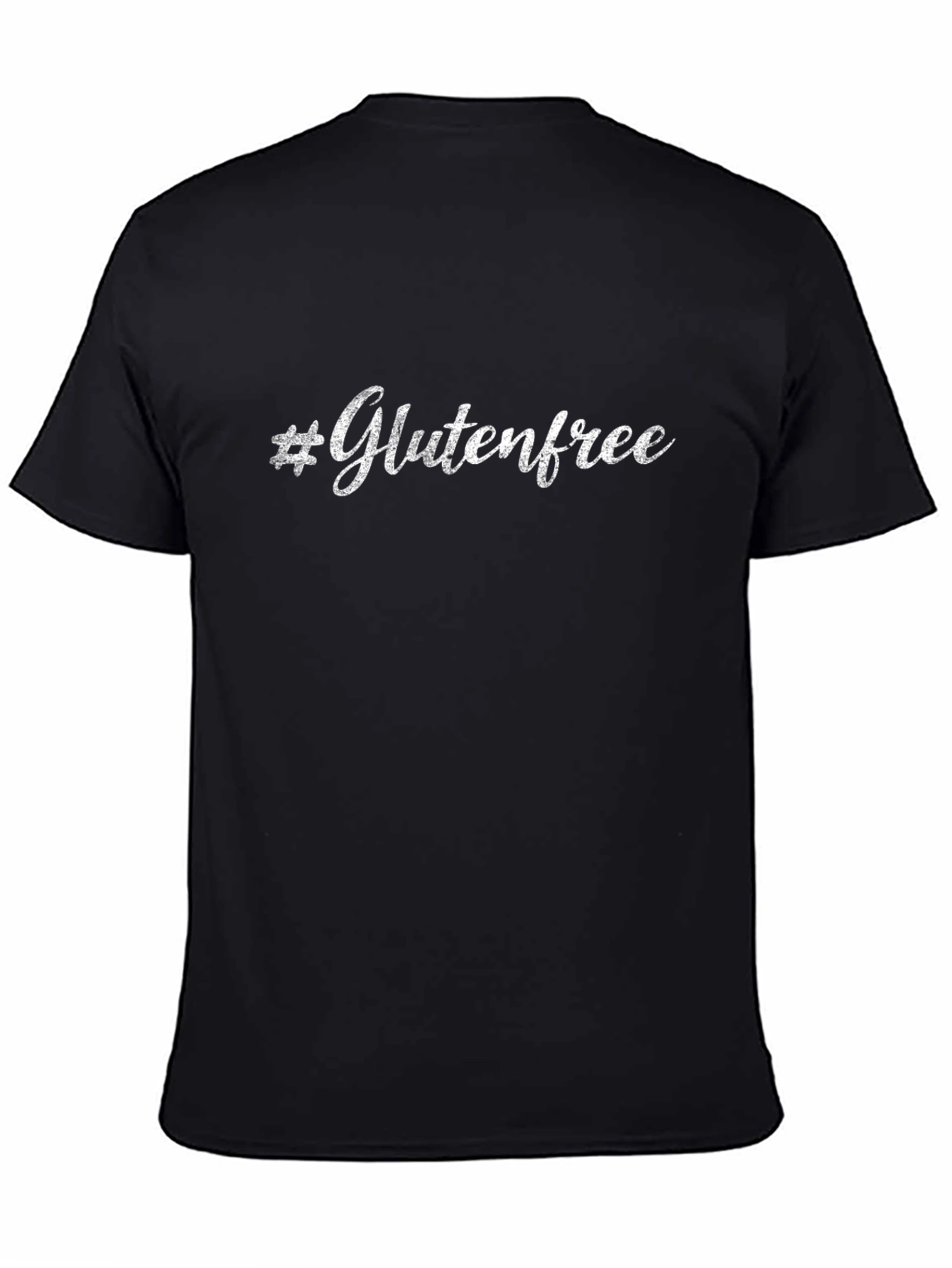 #Glutenfree Black Crew Neck T-shirt for Men