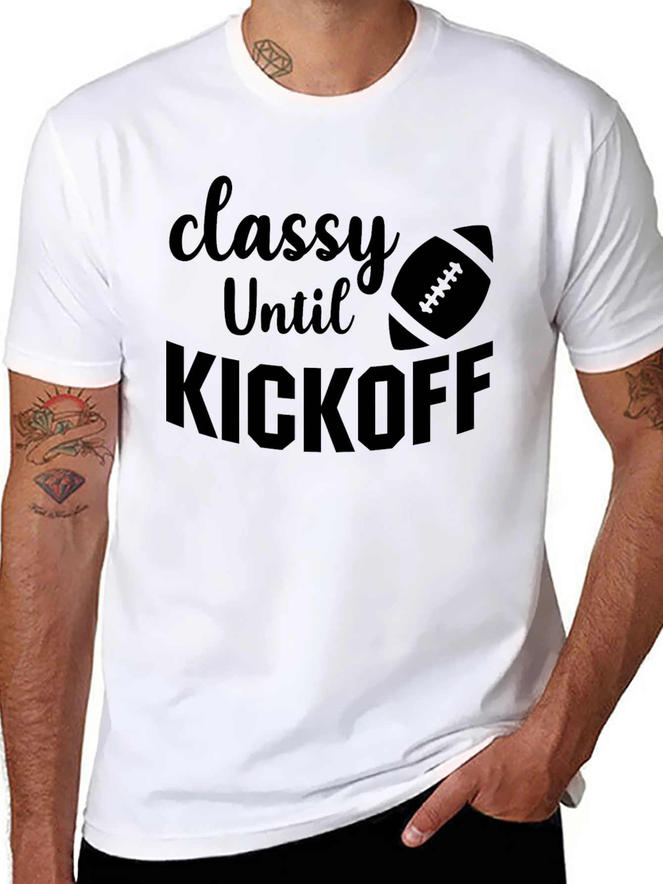 Classy Until Kickoff Football Graphic Tee
