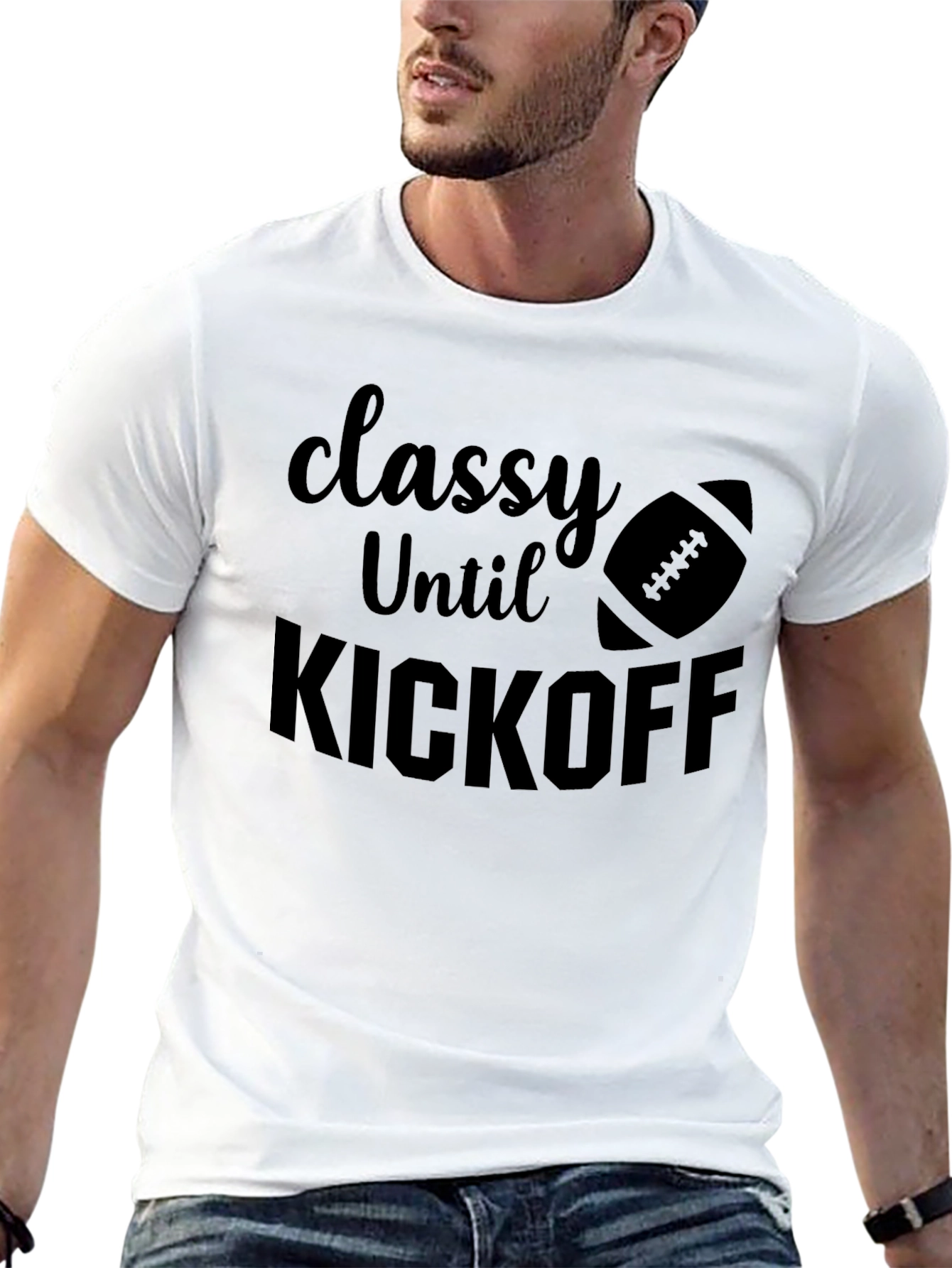 Classy Until Kickoff Football Graphic Tee