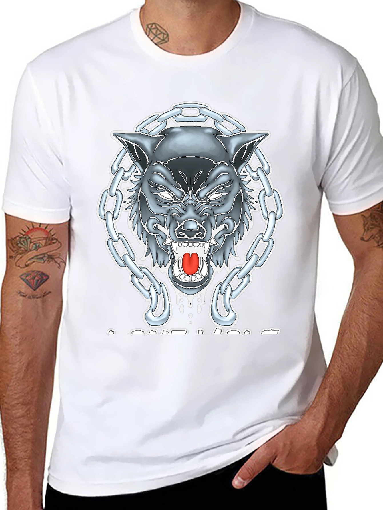 Wolf Chain Graphic T-Shirt - Mens Black Tee