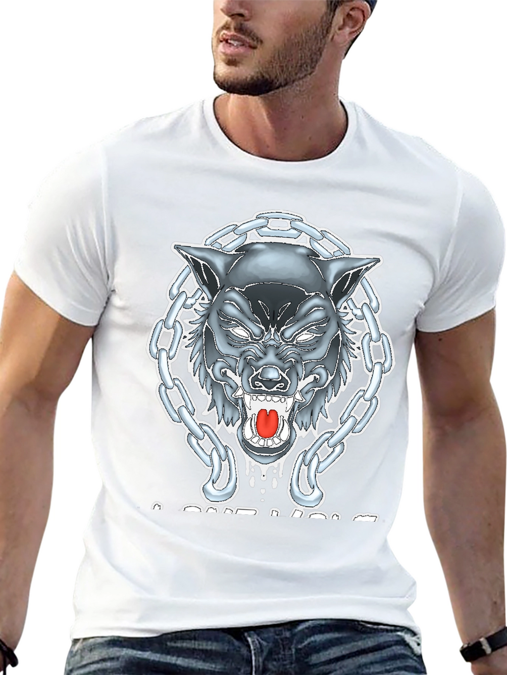 Wolf Chain Graphic T-Shirt - Mens Black Tee
