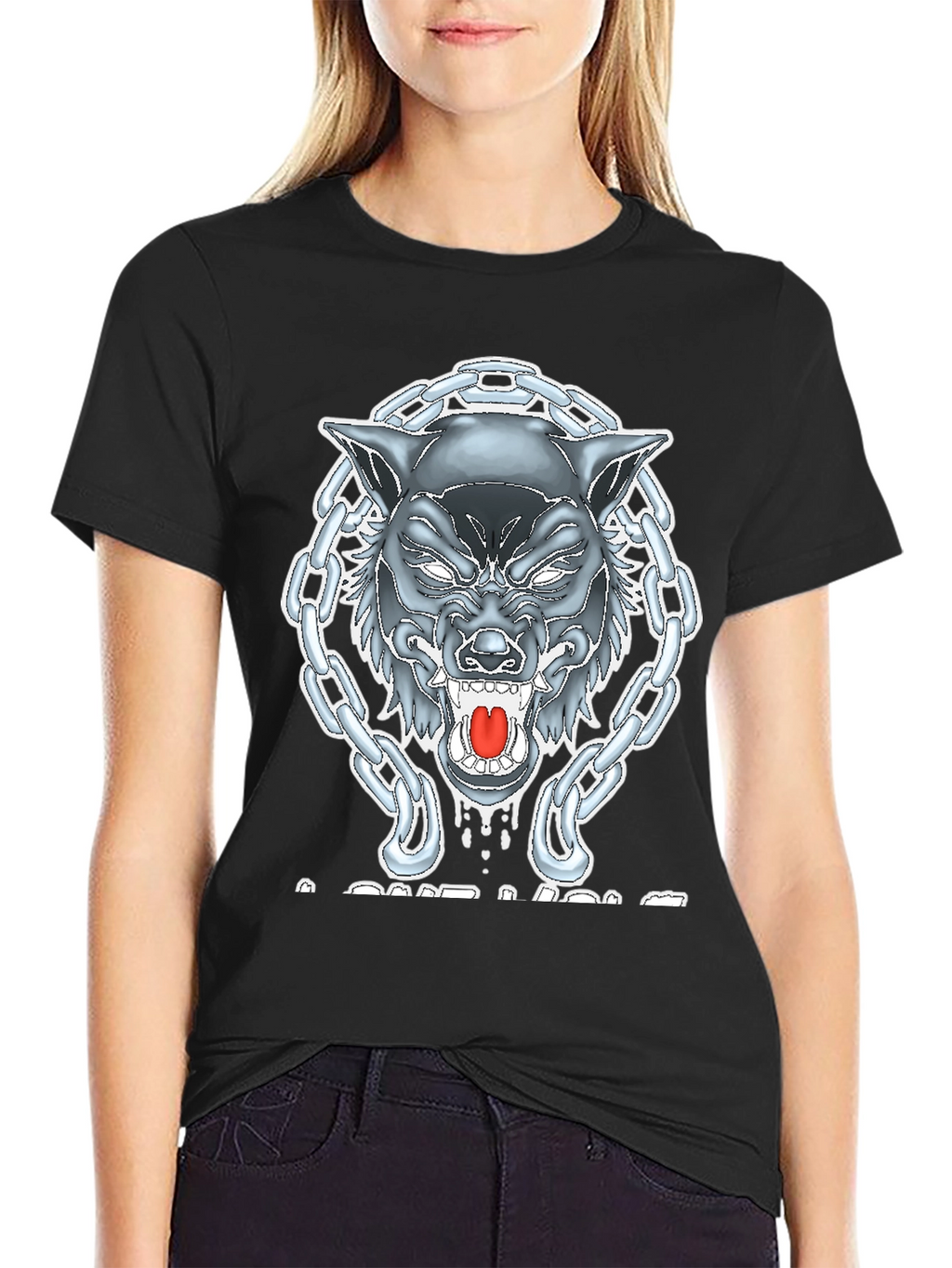 Wolf Chain Graphic T-Shirt - Mens Black Tee