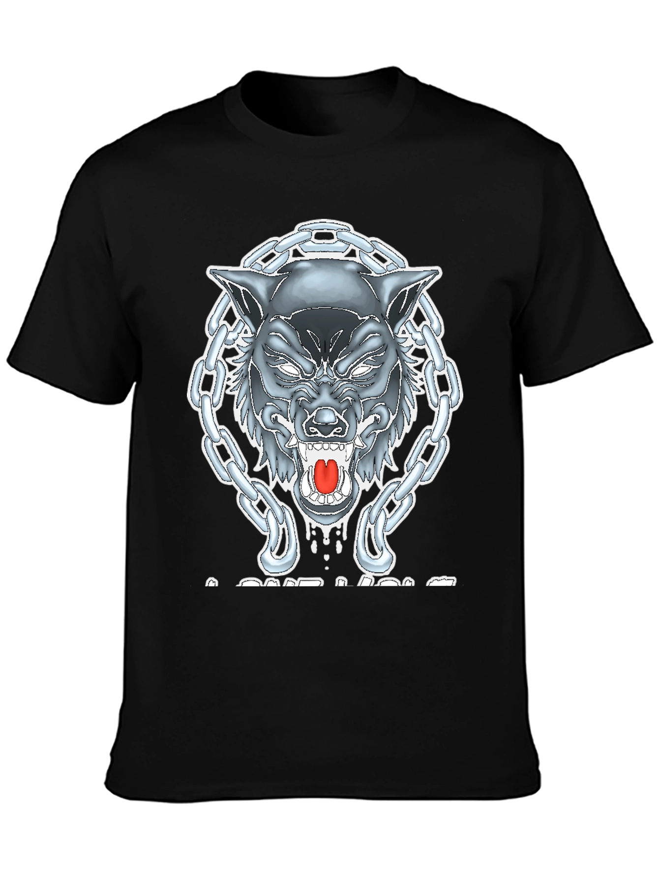 Wolf Chain Graphic T-Shirt - Mens Black Tee