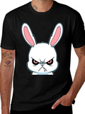 Angry Rabbit Graphic Tee - Black Cotton T-Shirt