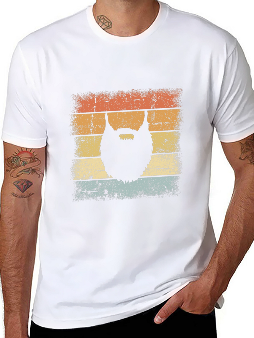 Retro Beard Graphic Tee - Black
