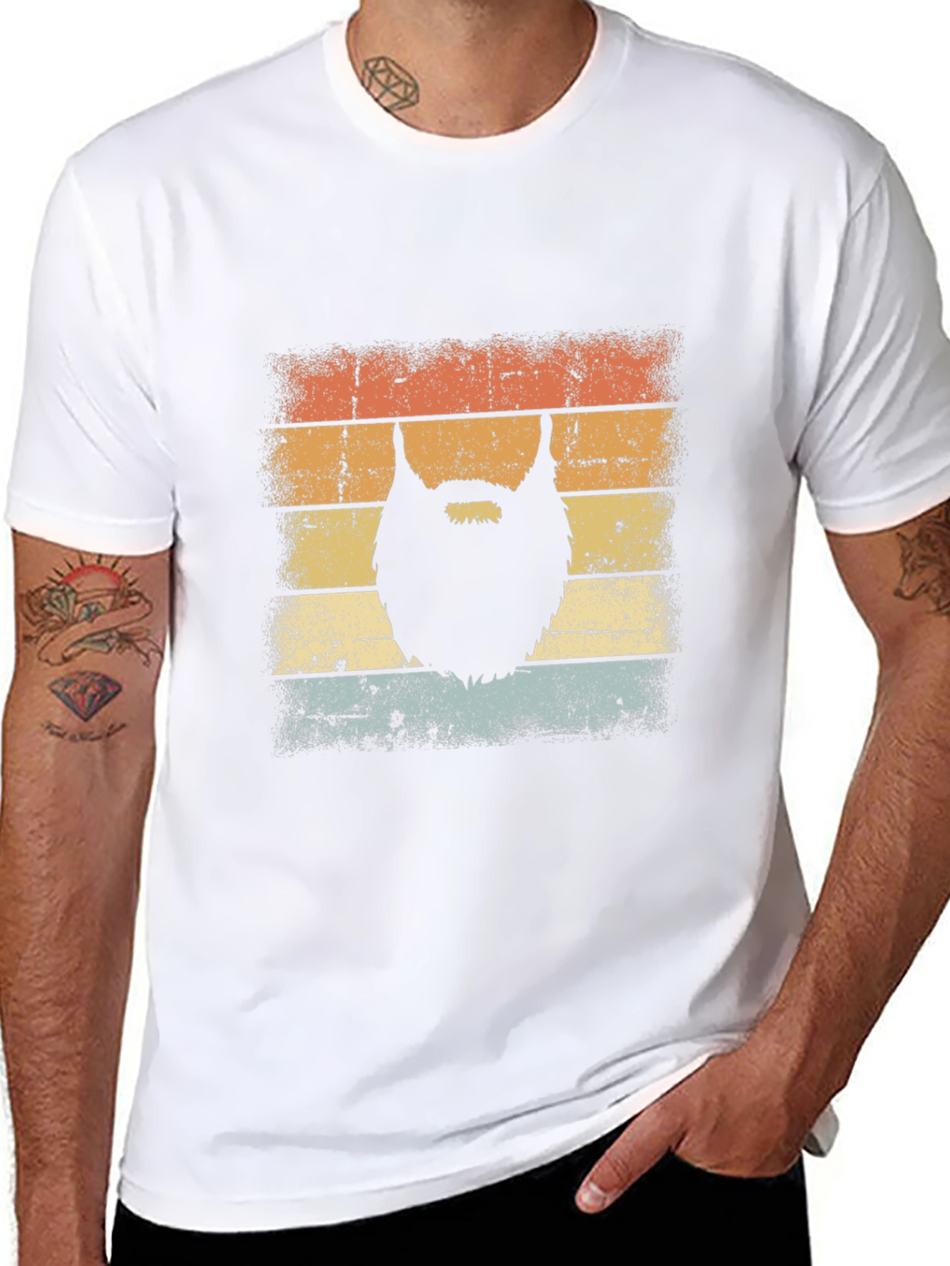 Retro Beard Graphic Tee - Black