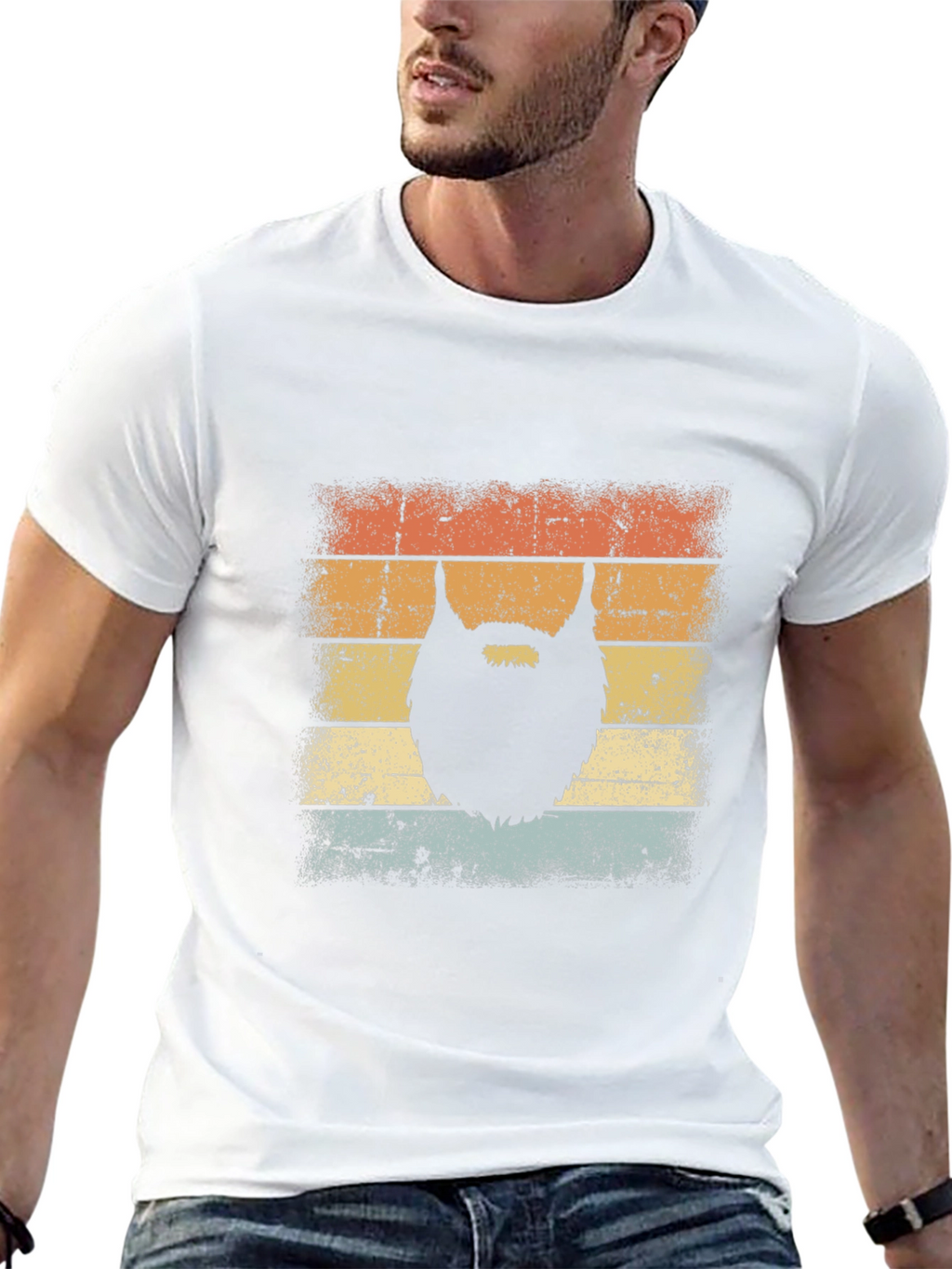 Retro Beard Graphic Tee - Black