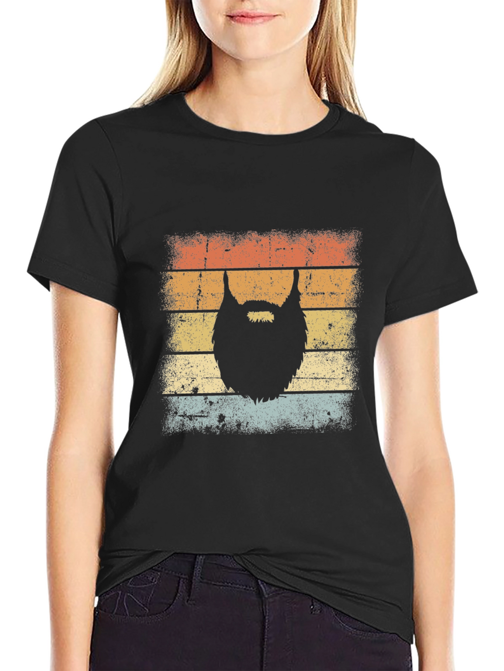 Retro Beard Graphic Tee - Black