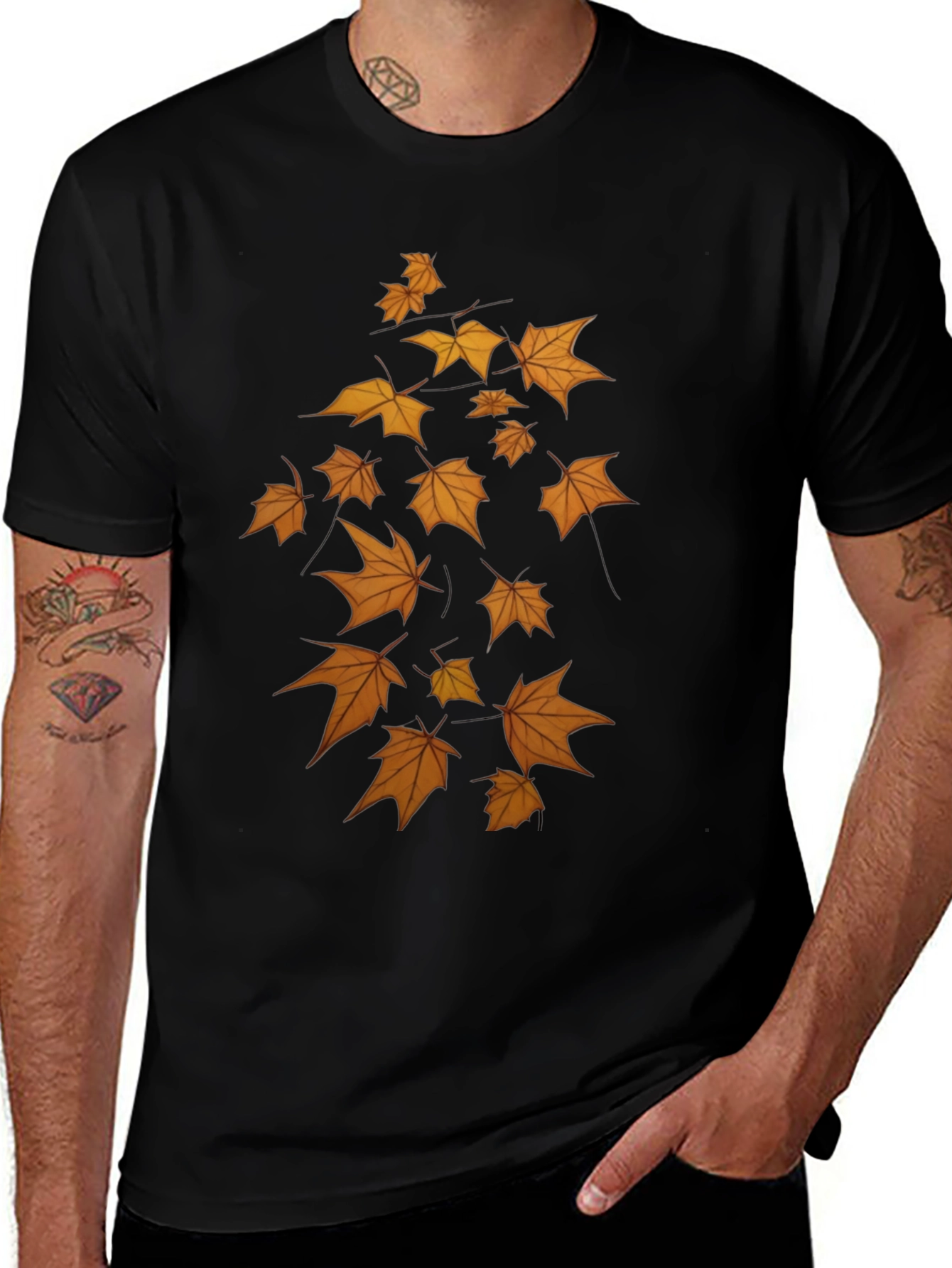 Autumn Leaves Graphic T-Shirt - Black