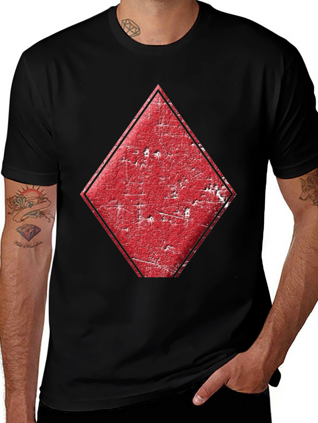 Diamond Card Suit Graphic Tee - Mens Black T-Shirt