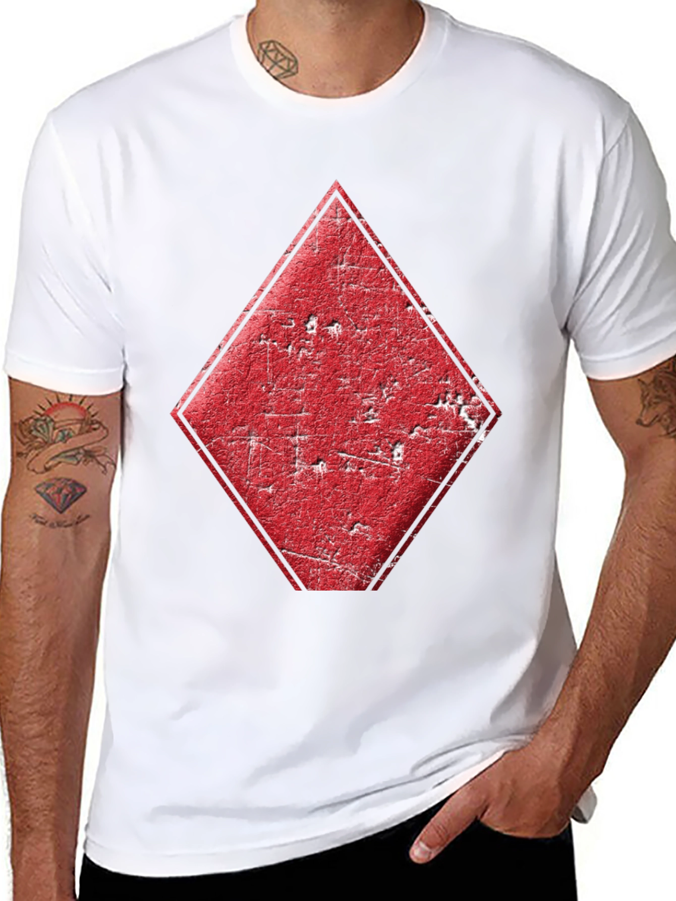 Diamond Card Suit Graphic Tee - Mens Black T-Shirt