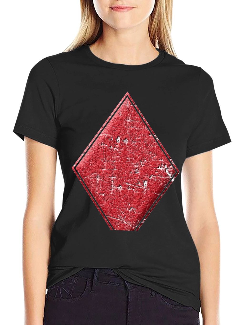 Diamond Card Suit Graphic Tee - Mens Black T-Shirt