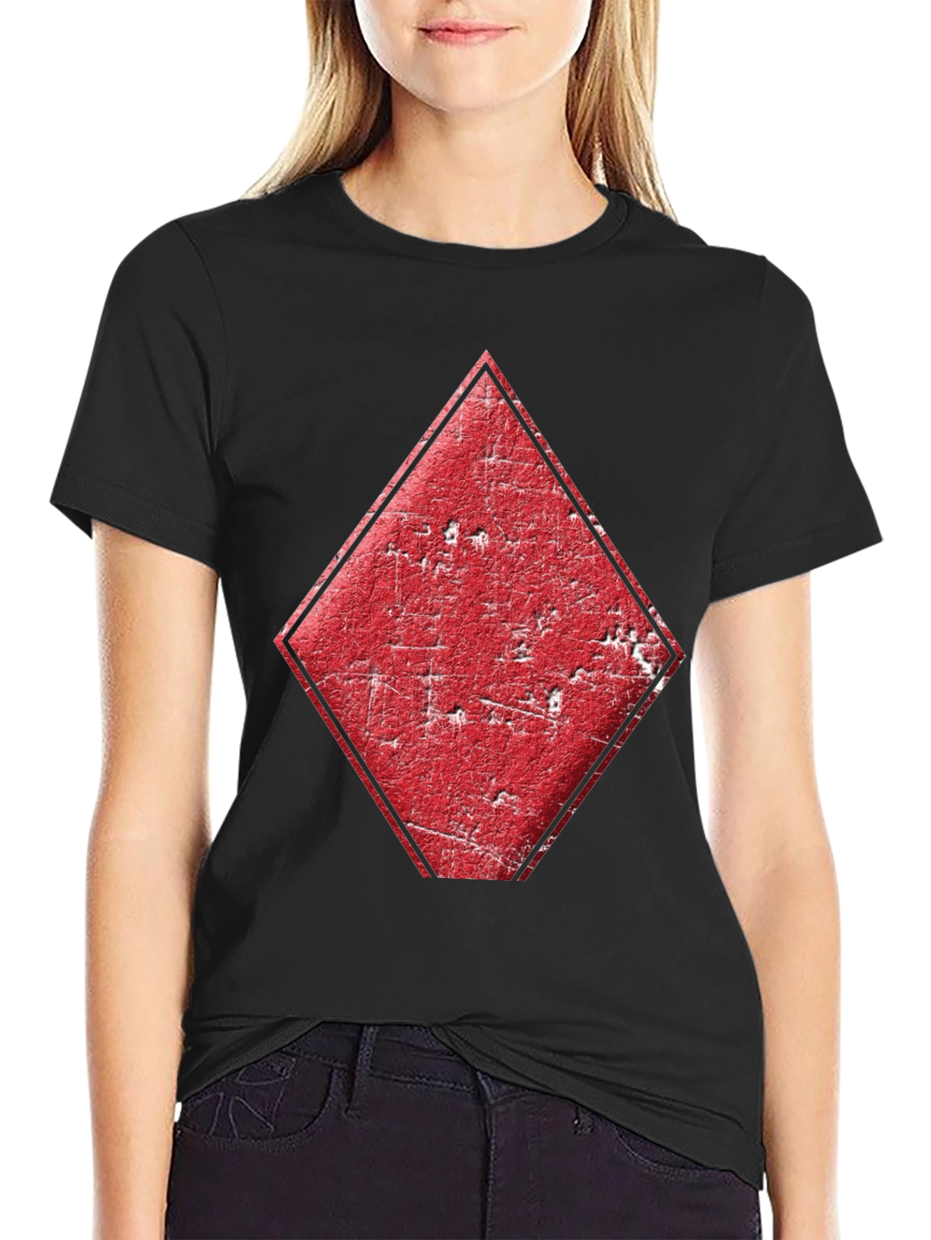 Diamond Card Suit Graphic Tee - Mens Black T-Shirt