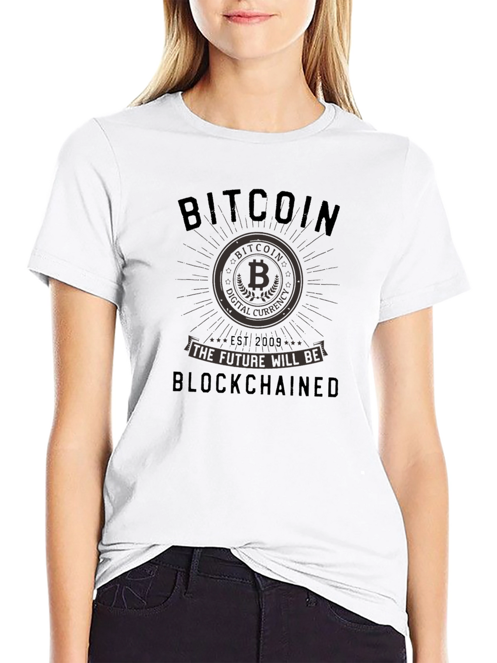 Bitcoin Blockchained Black Graphic Tee