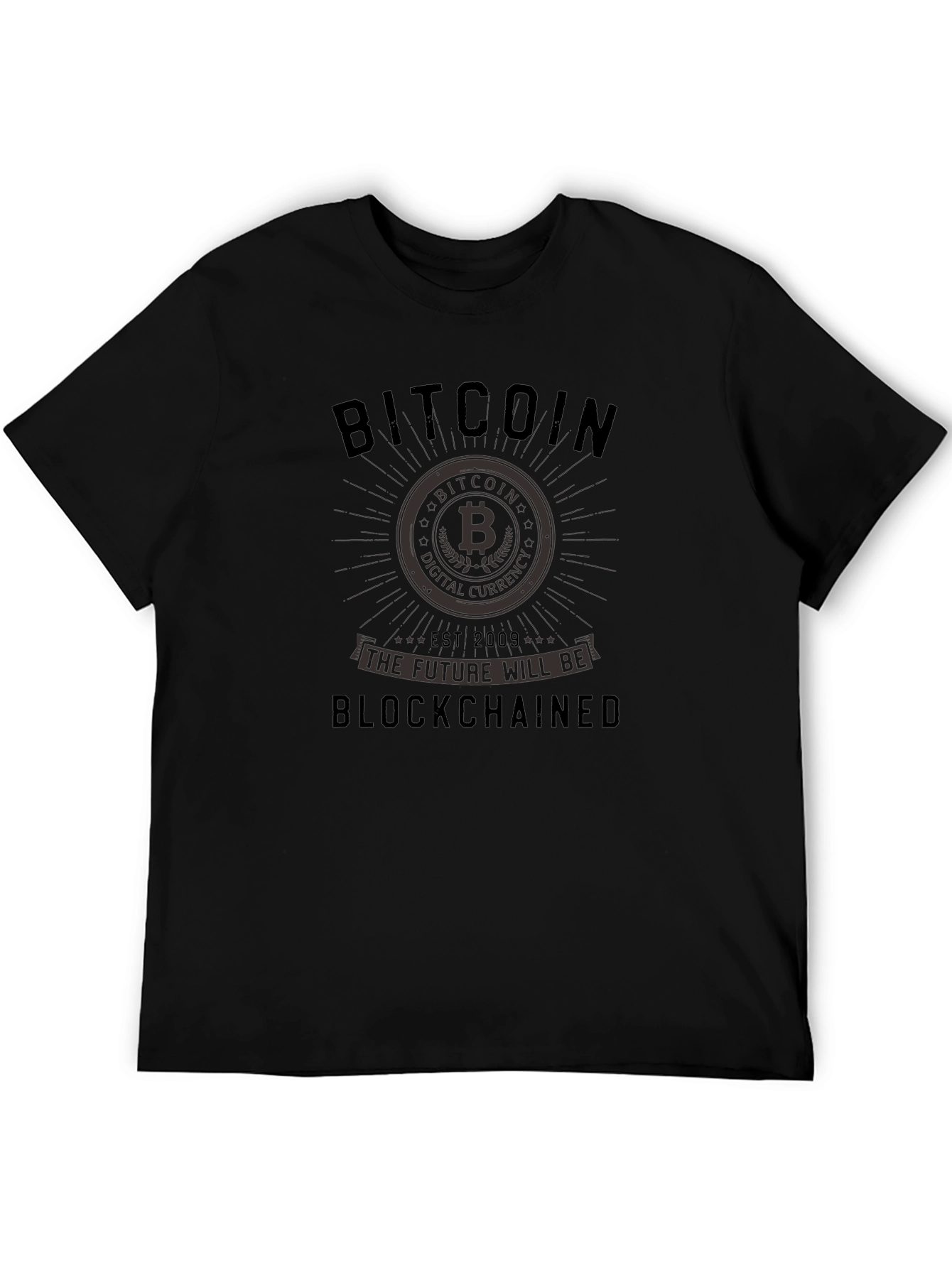 Bitcoin Blockchained Black Graphic Tee