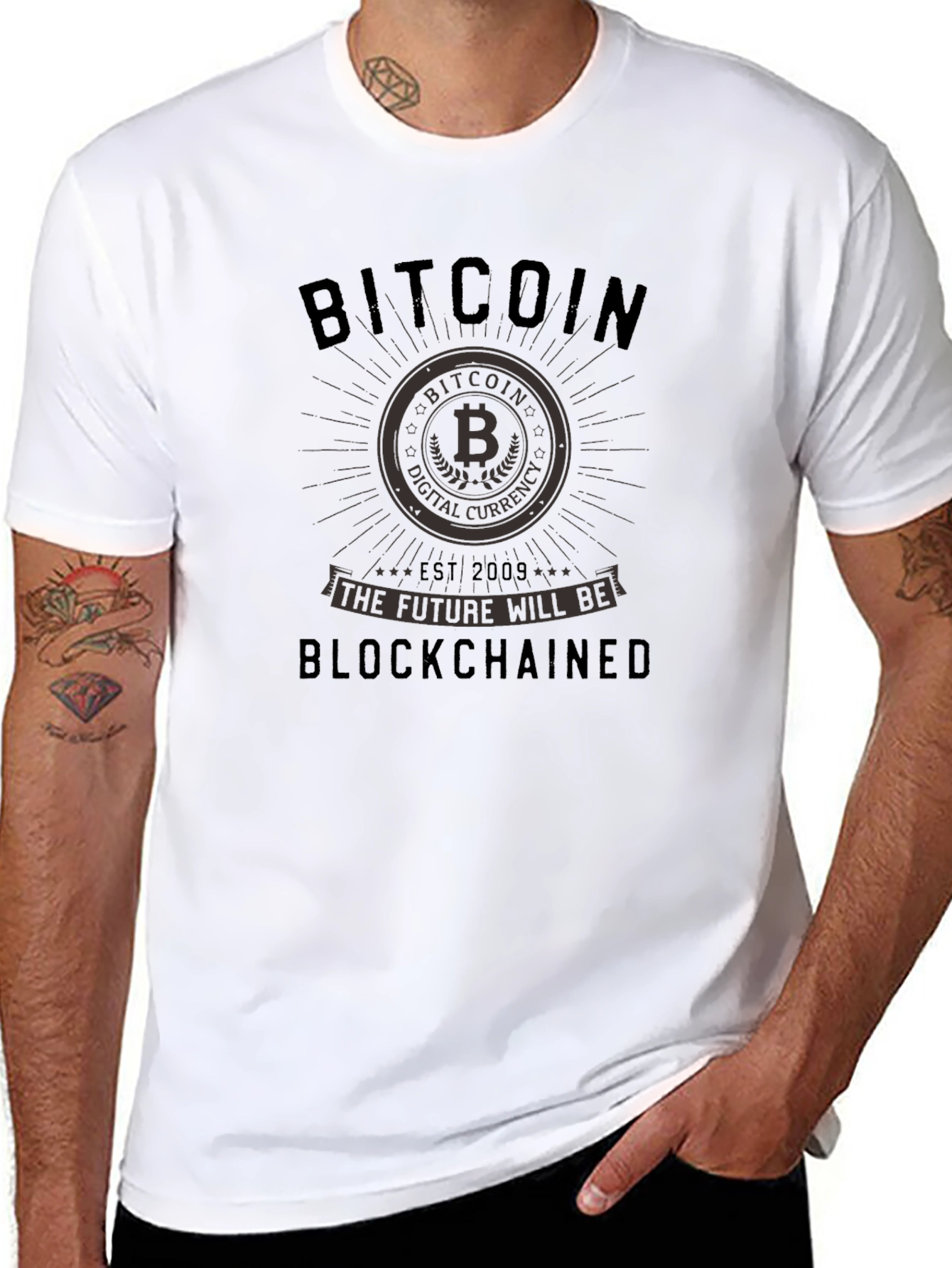 Bitcoin Blockchained Black Graphic Tee