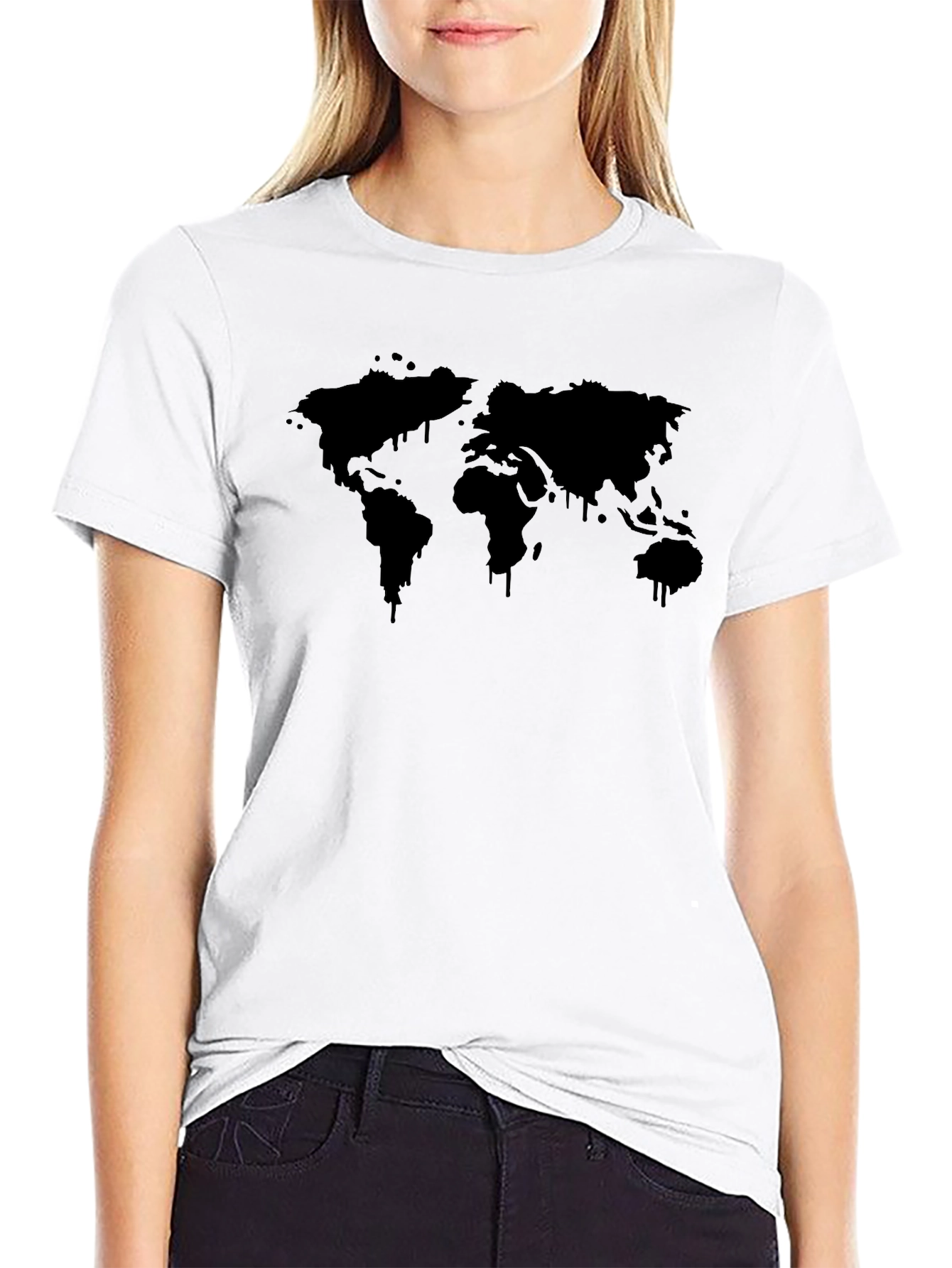 Mens Black World Map Graphic T-Shirt