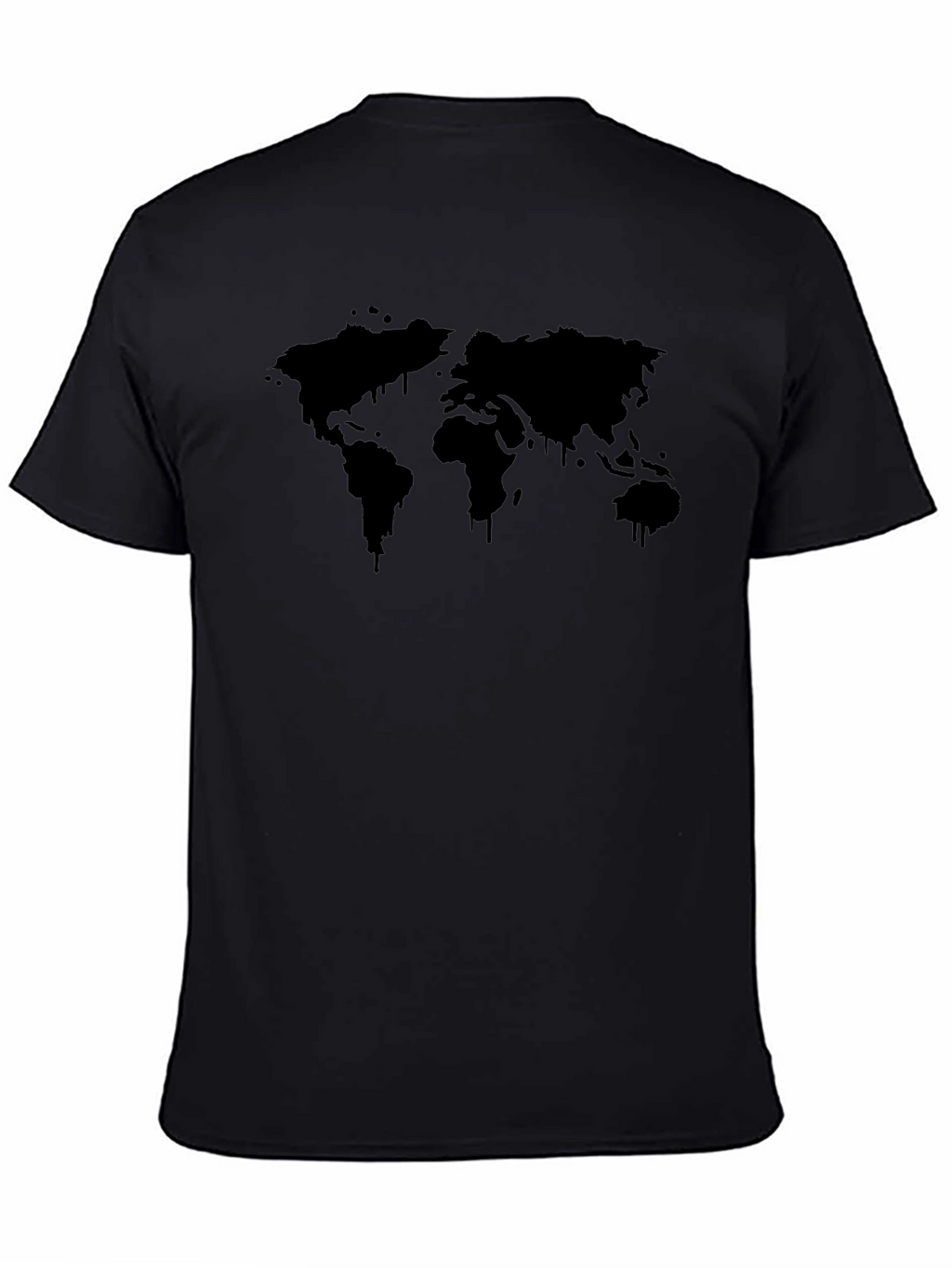 Mens Black World Map Graphic T-Shirt